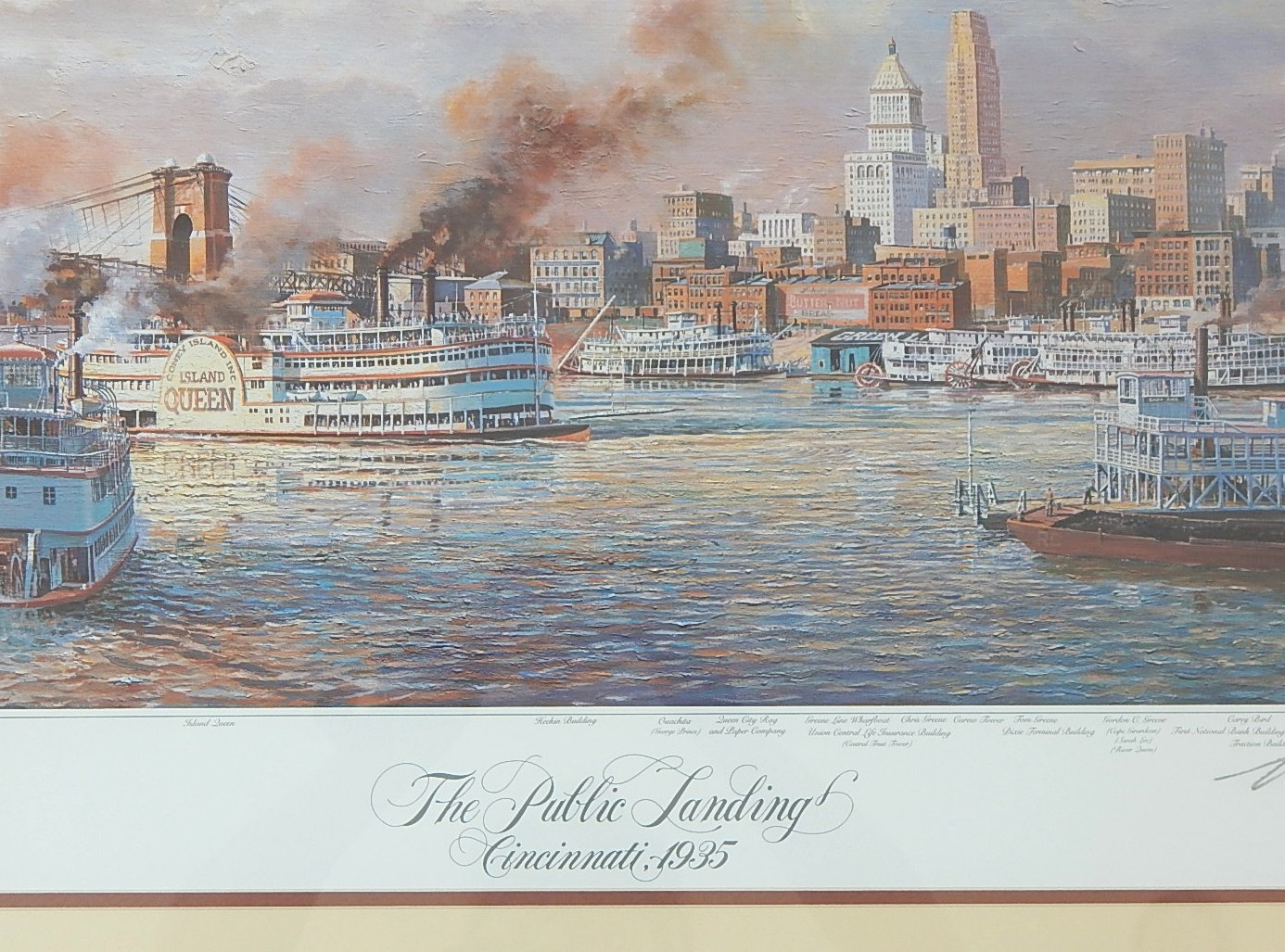 Michael Blaser Framed Print "The Public Landing Cincinnati 1935"