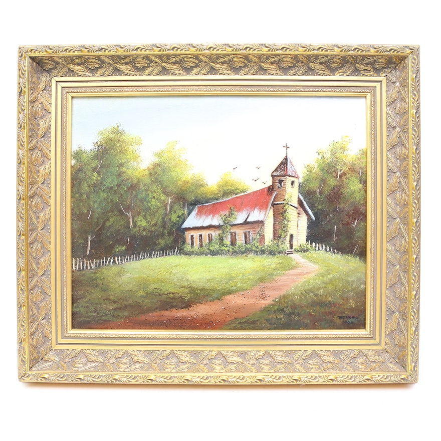 Original Church Painting by H. Tharp