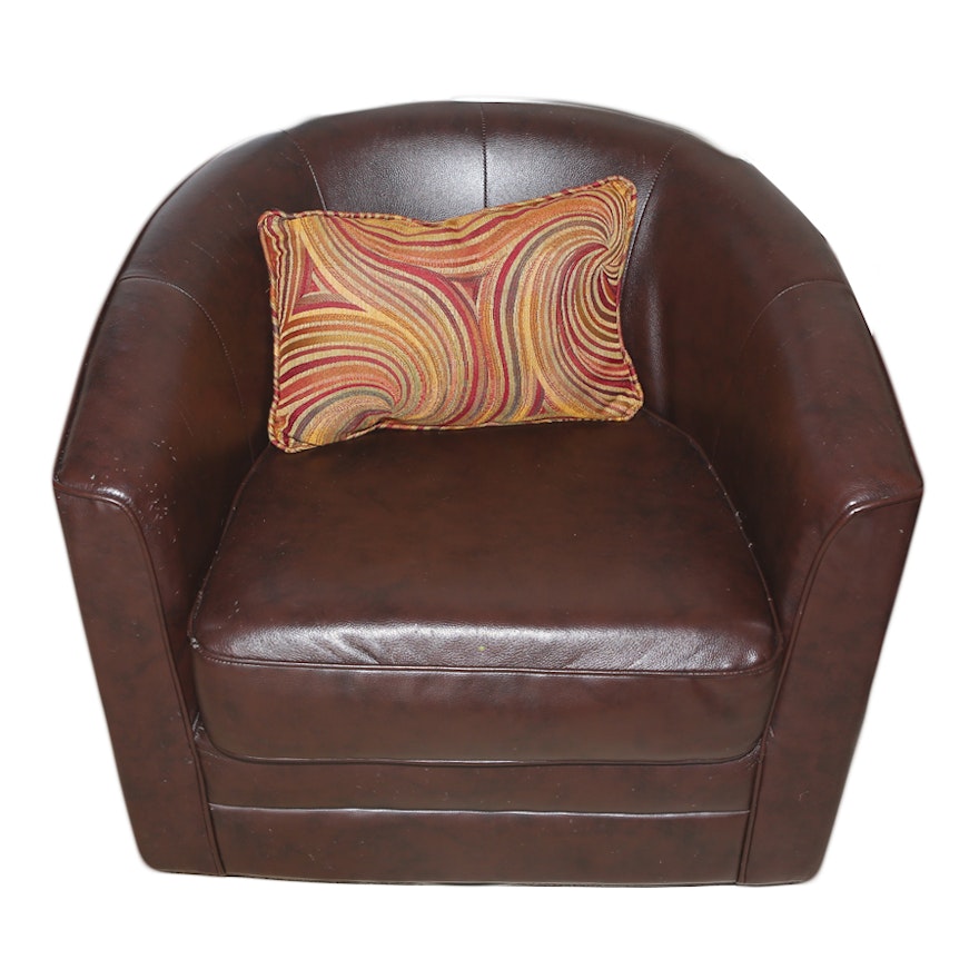 Contemporary Barrel-Back Imitation Leather Club Chair