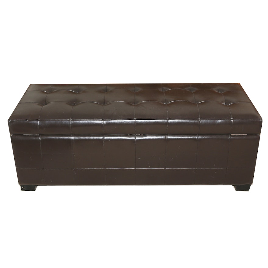 Contemporary Faux Leather Storage Bench
