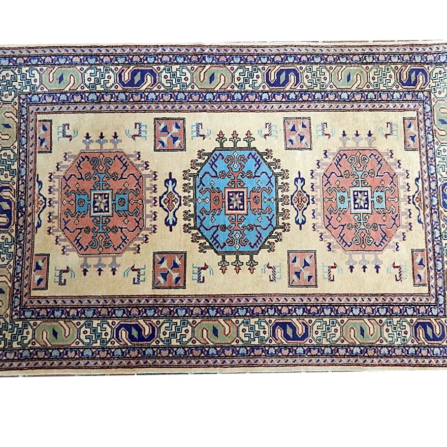 Hand-Knotted Persian Wool Accent Rug