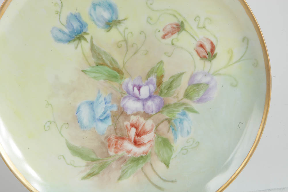 Two Hand-Painted Floral Plates
