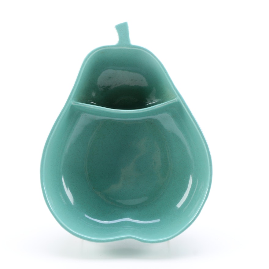 Teal Pear-Shaped Ceramic Bowl