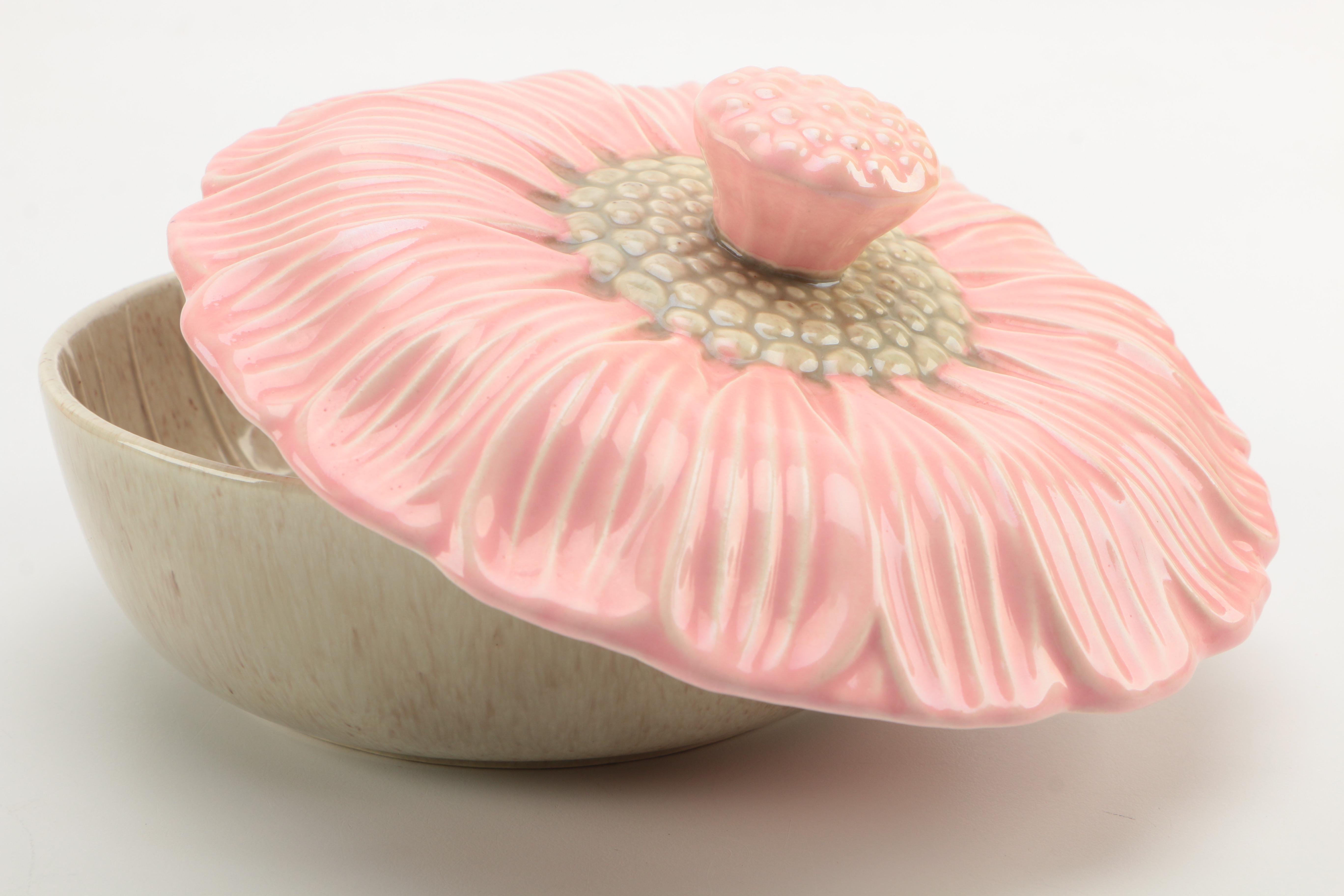 Mid Century Valley Vista California Pottery Lazy Susan Set