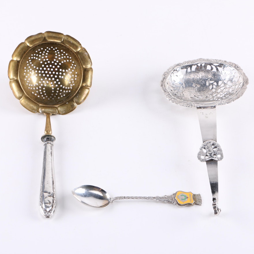 800 Silver Yugoslavia Souvenir Spoon and Other Silver Utensils