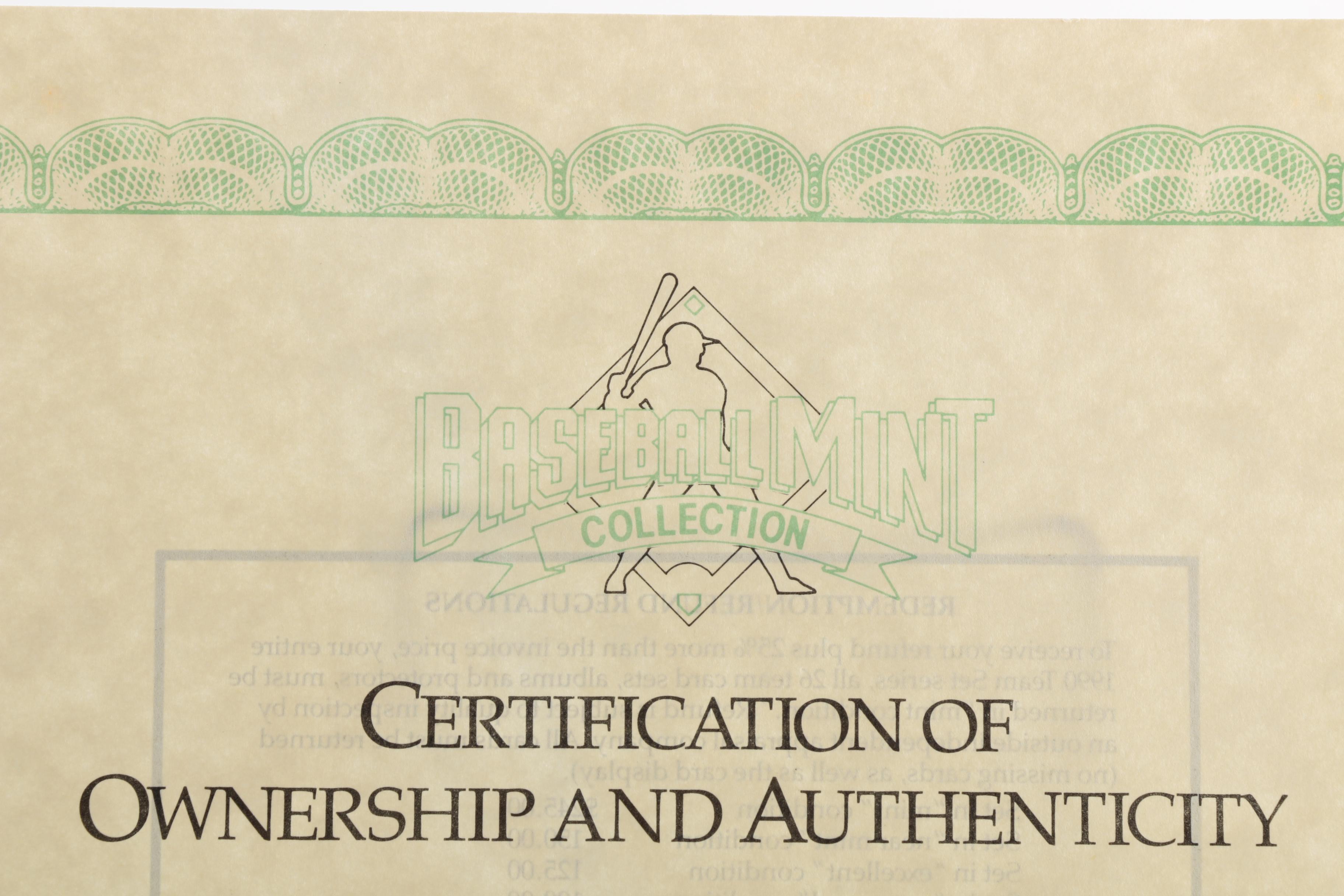 The Baseball Mint Collection by Topps 1990 Team Card Sets in Wooden Case