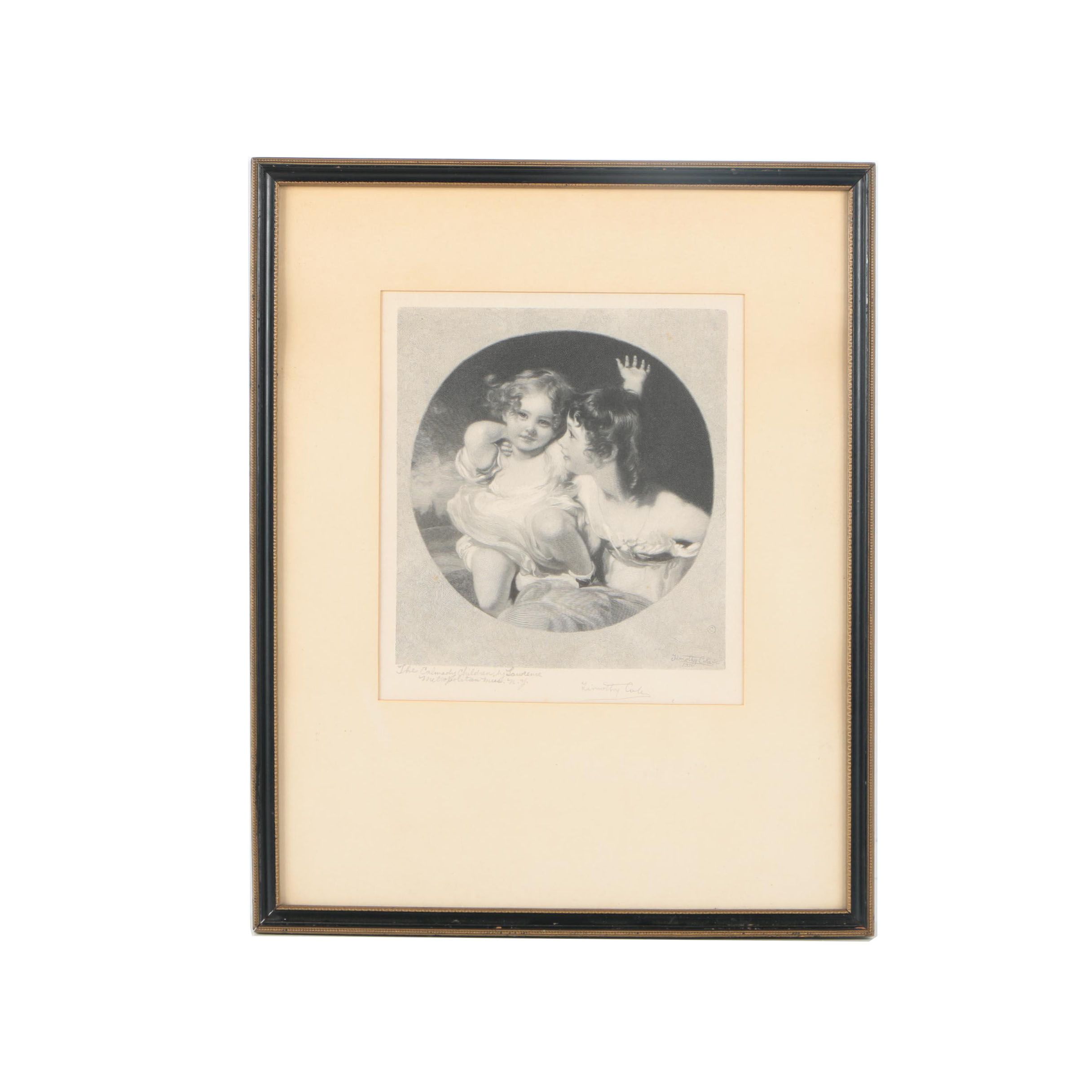 Timothy Cola Wood Engraving After Sir Thomas Lawrence's "The Calmady Children"