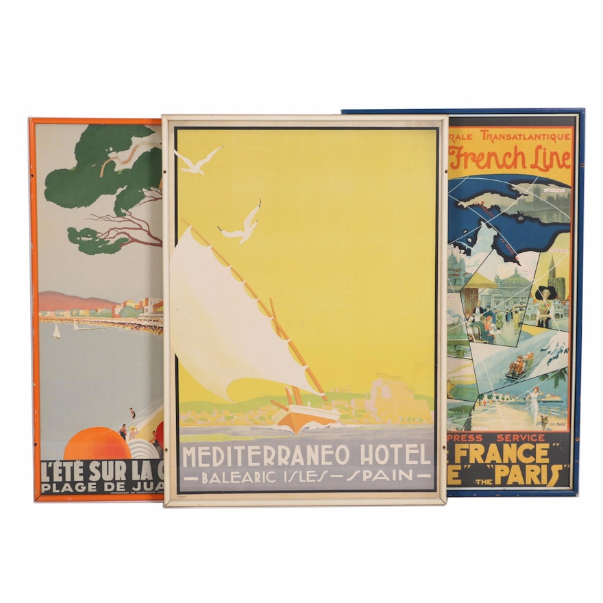 Lithographs of Art Deco Travel Advertisements