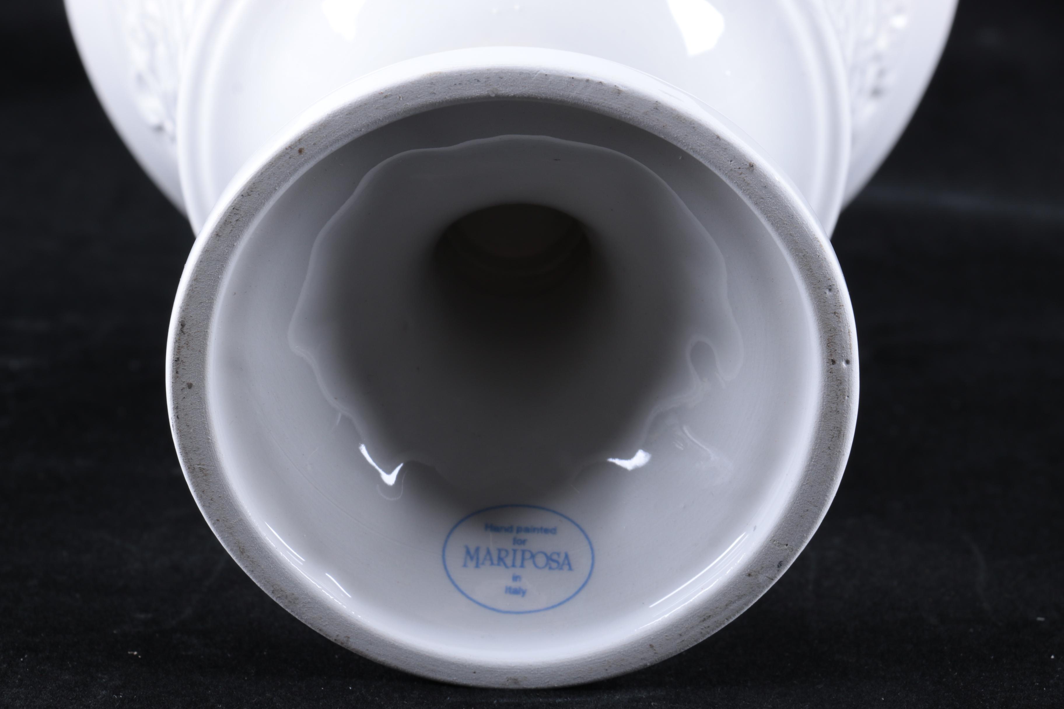 Four Pieces of Embossed White Ceramic Serveware