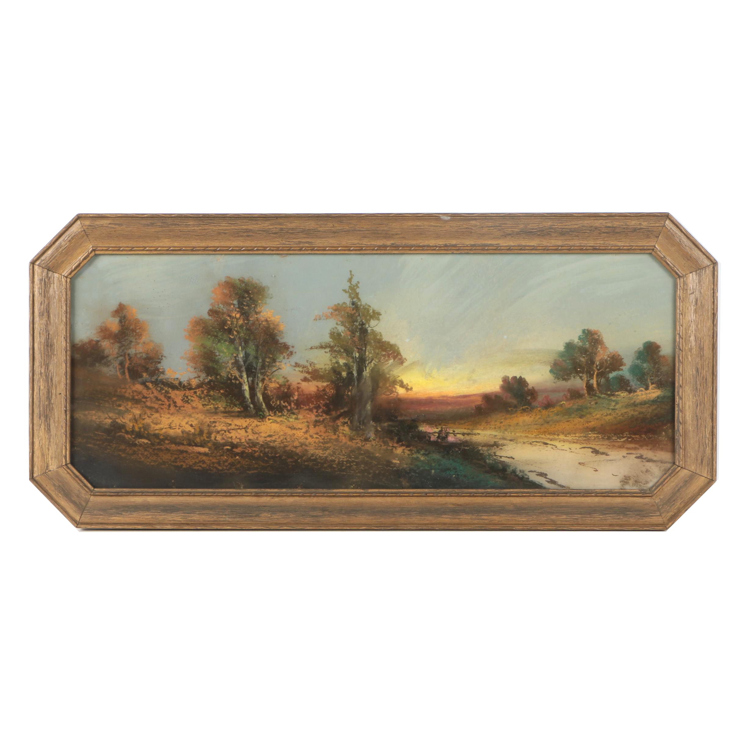 Chalk Pastel Drawing of a Pastoral Landscape