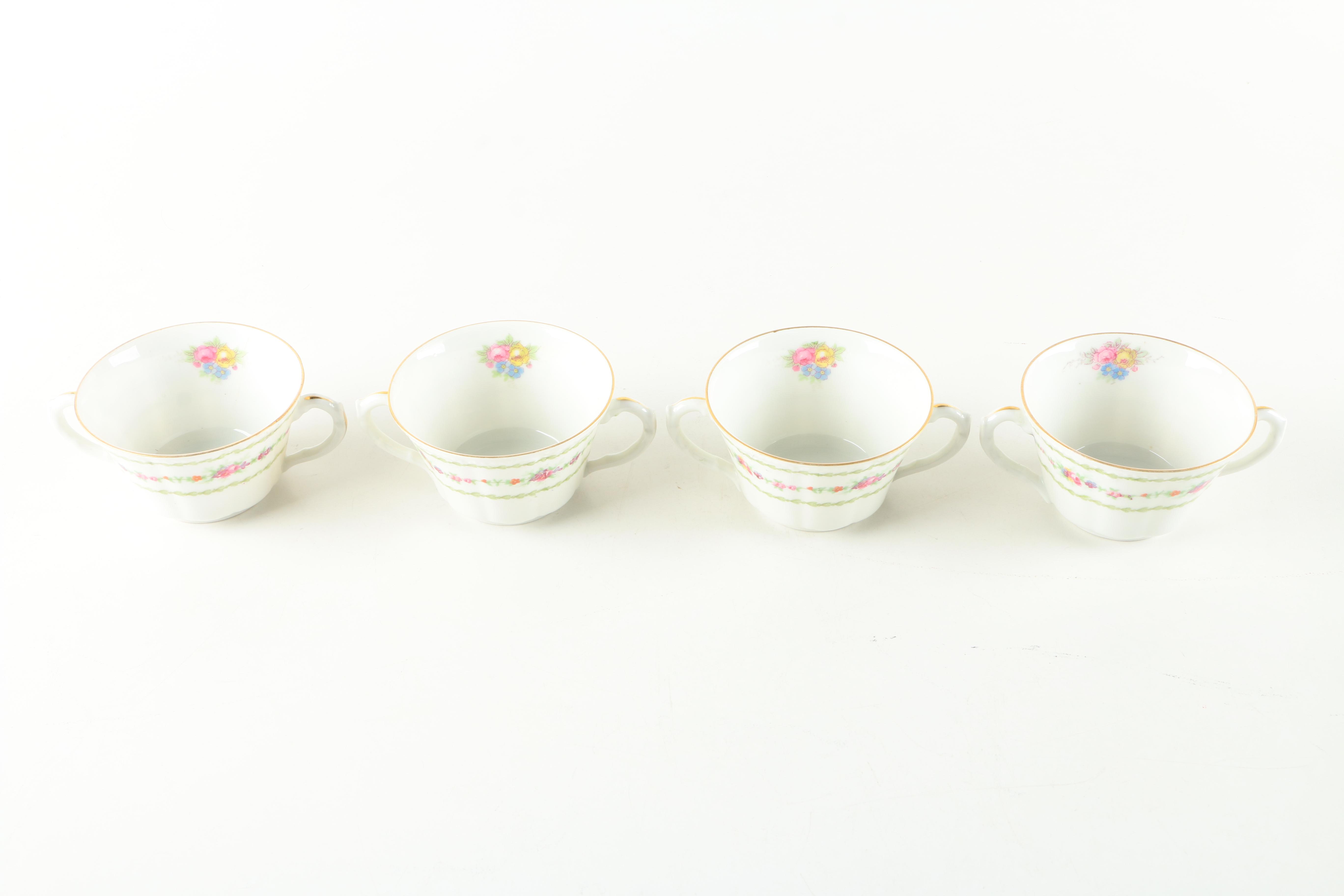 Antique Bassett Limoges Porcelain Cream Soup Bowls