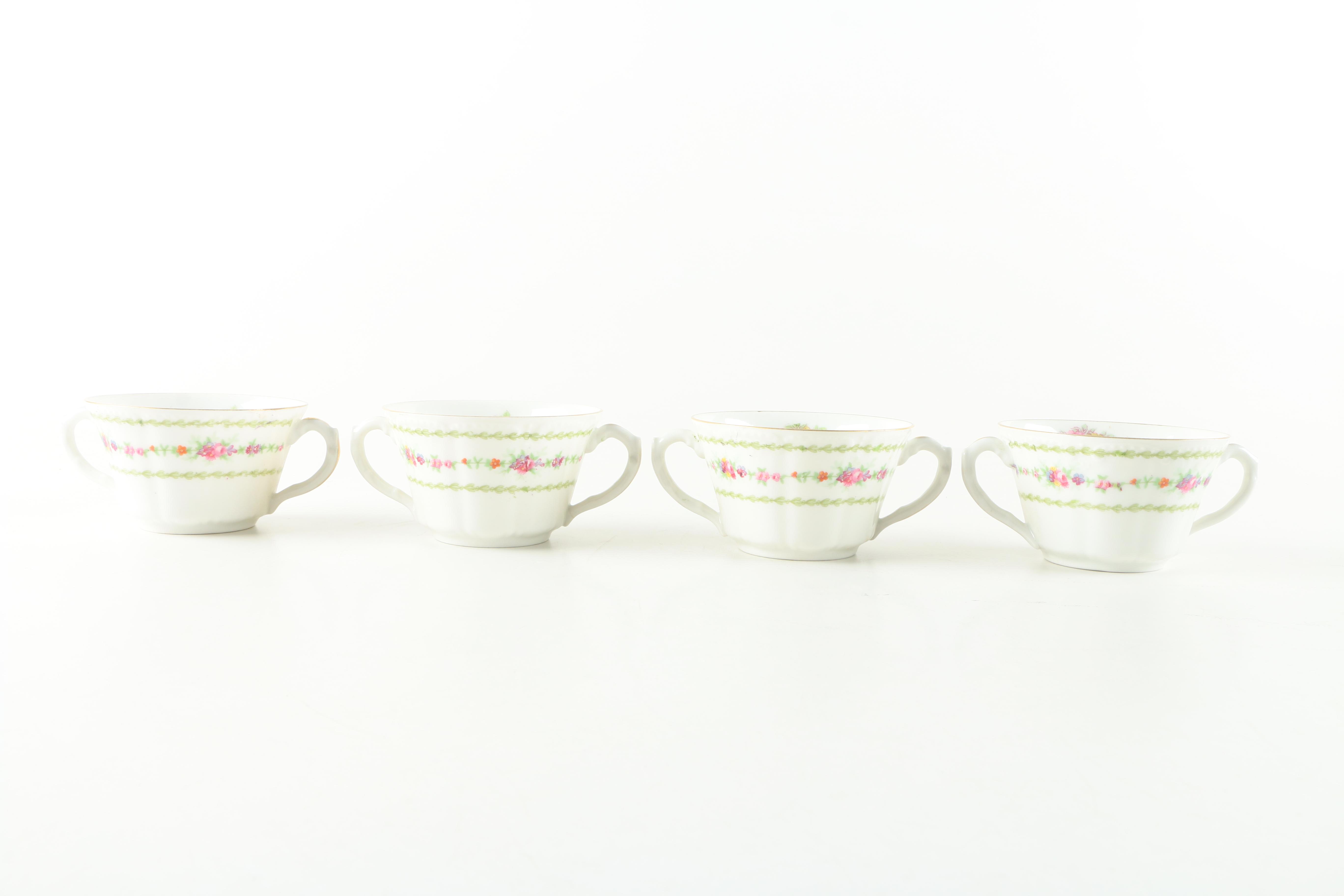 Antique Bassett Limoges Porcelain Cream Soup Bowls