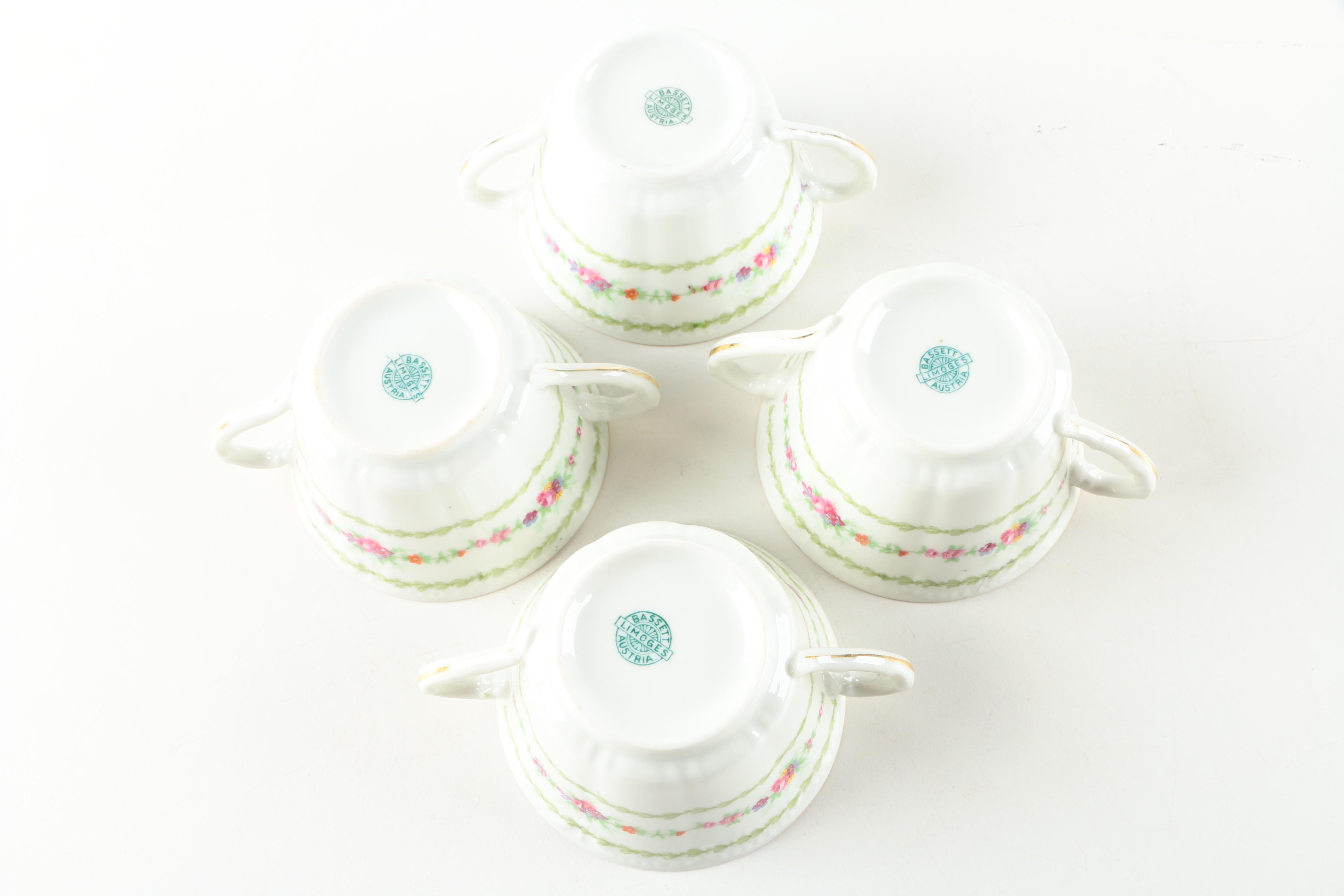 Antique Bassett Limoges Porcelain Cream Soup Bowls