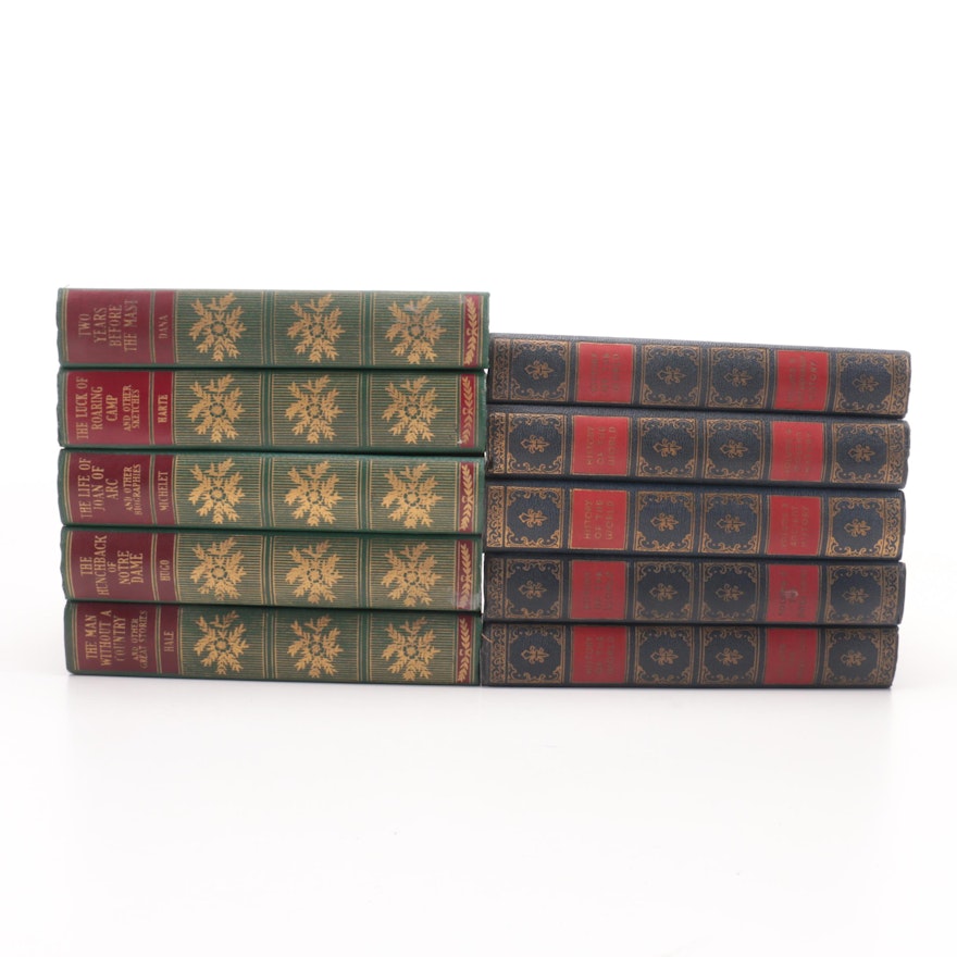 1930s Books Including Five-Volume "A History of the World" by Clement Wood and Victor Duruy