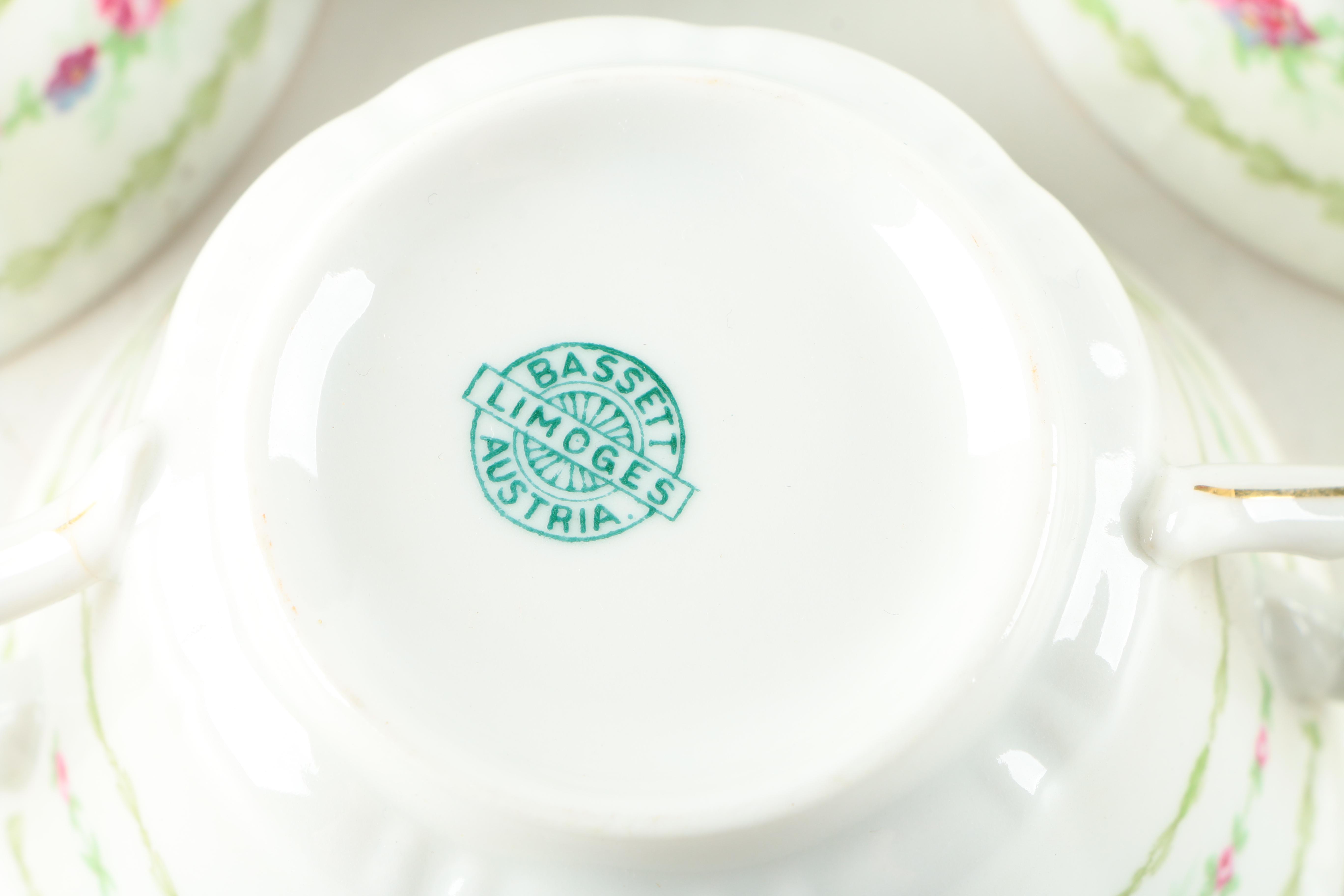 Antique Bassett Limoges Porcelain Cream Soup Bowls