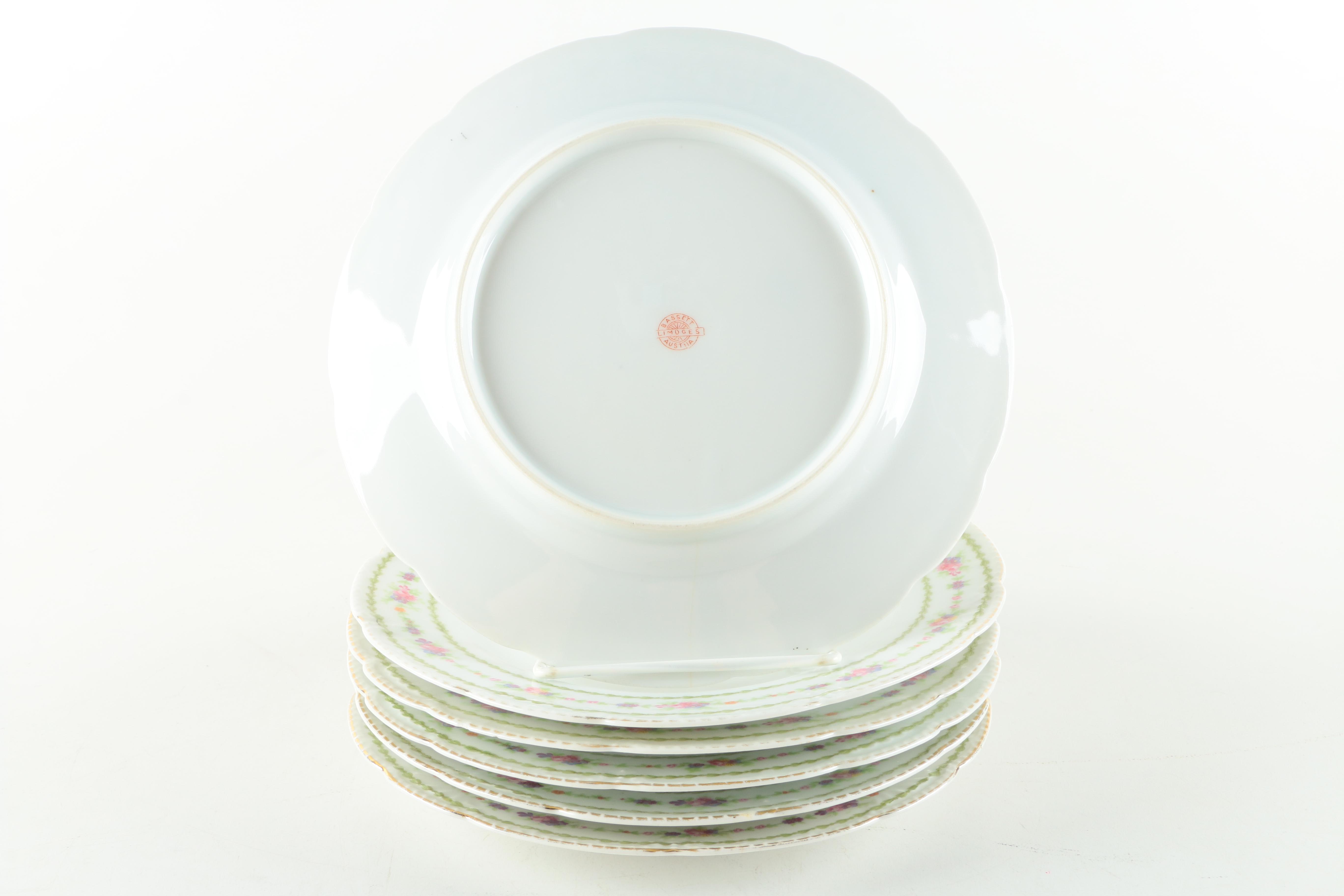 Antique Bassett Limoges Porcelain Cream Soup Bowls