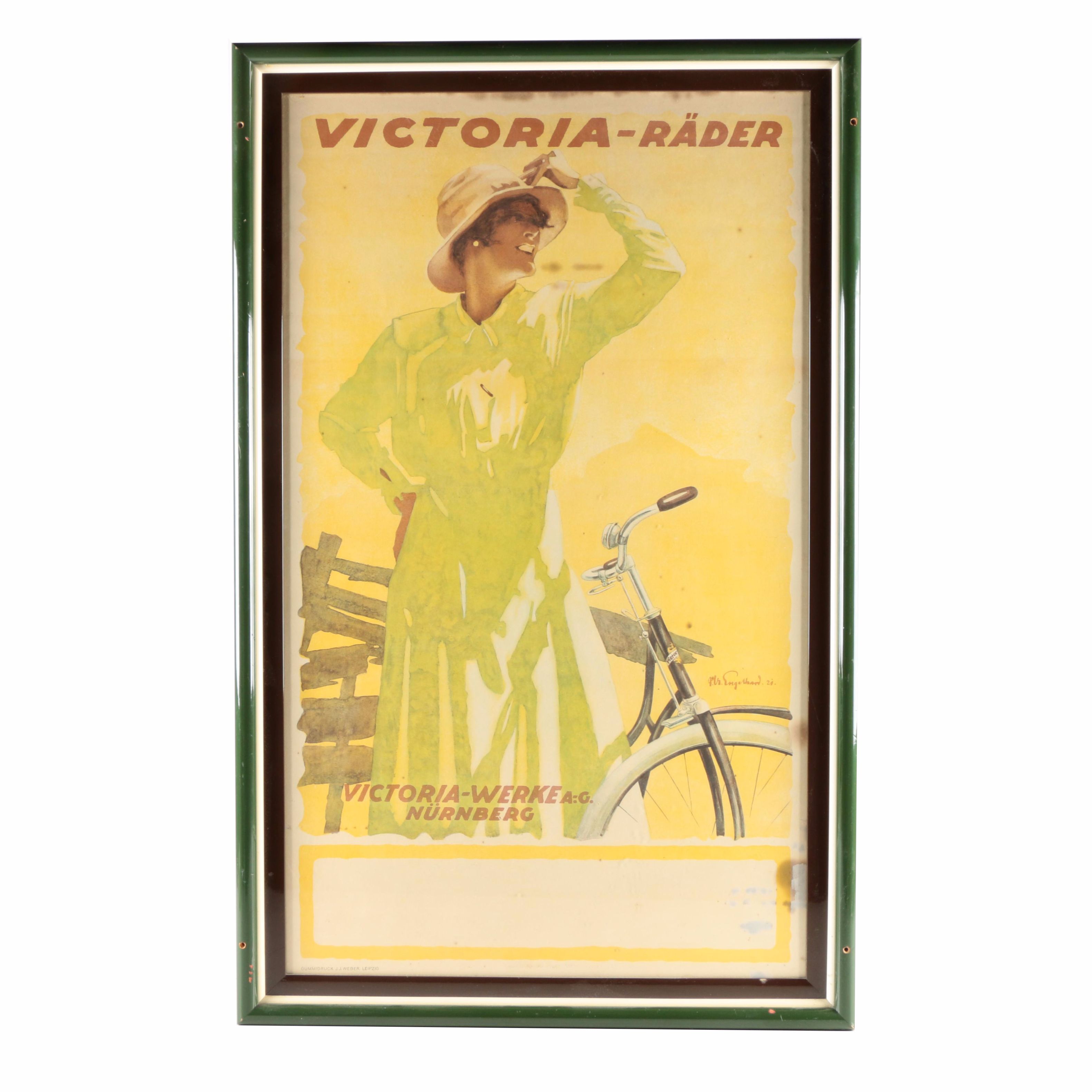 Offset Lithograph Poster for Victoria Bicycles After Julius Ussy Engelhard