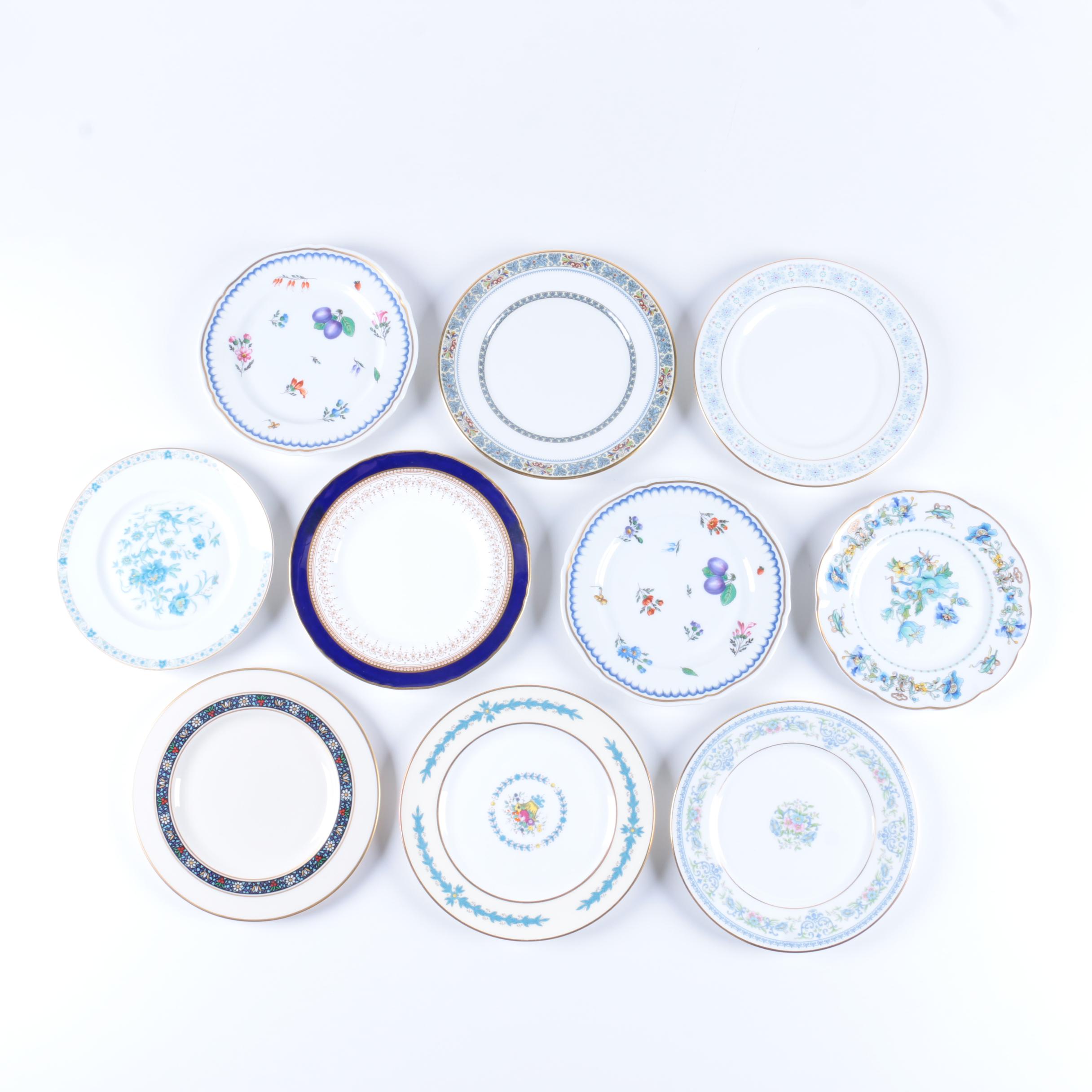 Assorted Gilt Rim Ceramic Plates featuring Ginori and Limoges