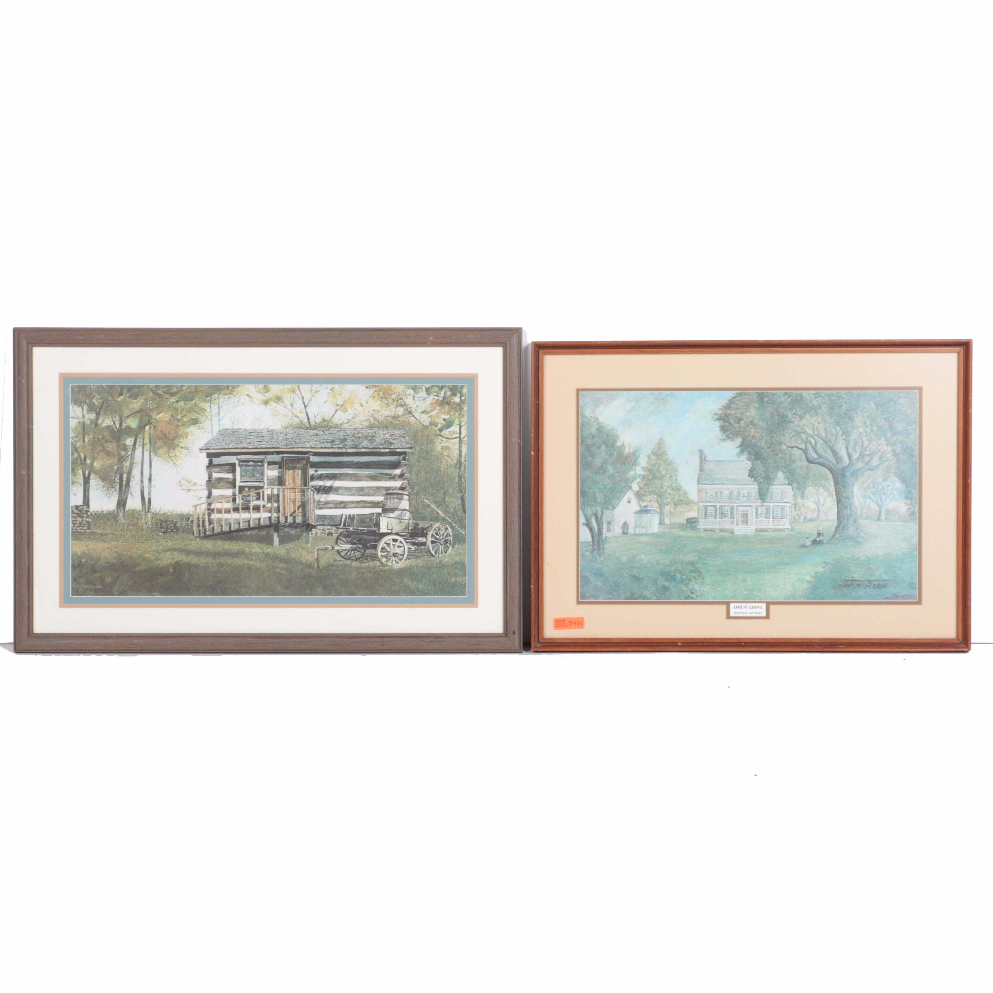 Gary Akers and John Aebi Offset Lithographs of Landscapes