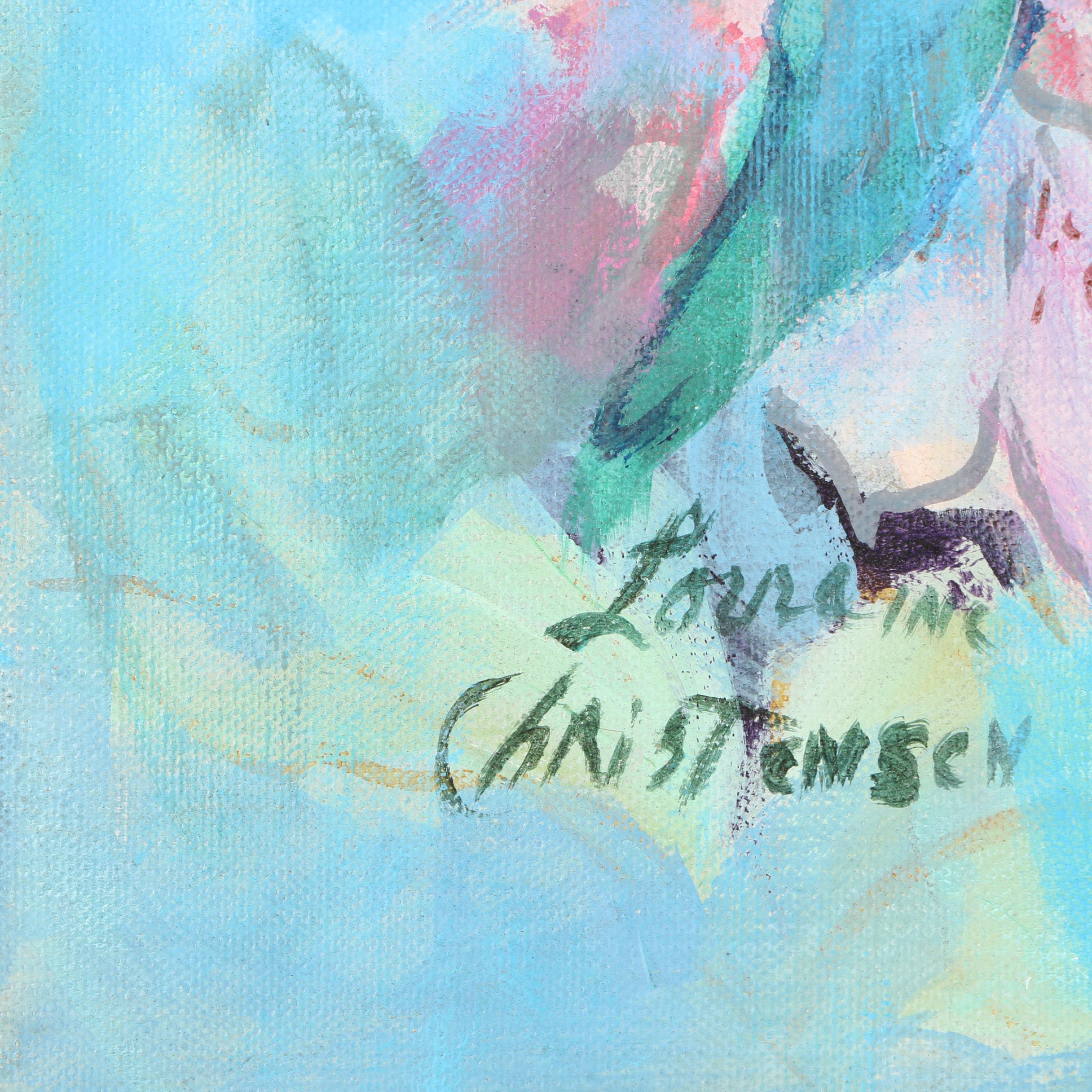 Lorraine Christensen Oil Painting on Canvas of Two Parrots