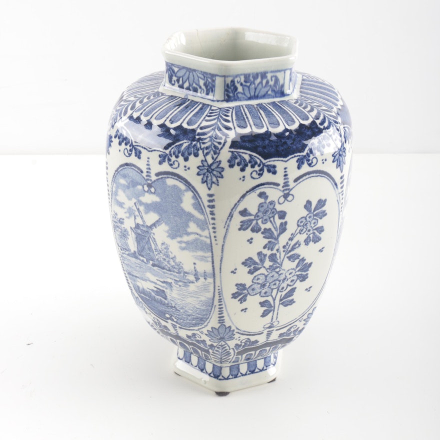 Boch Delft Tone Ceramic Urn