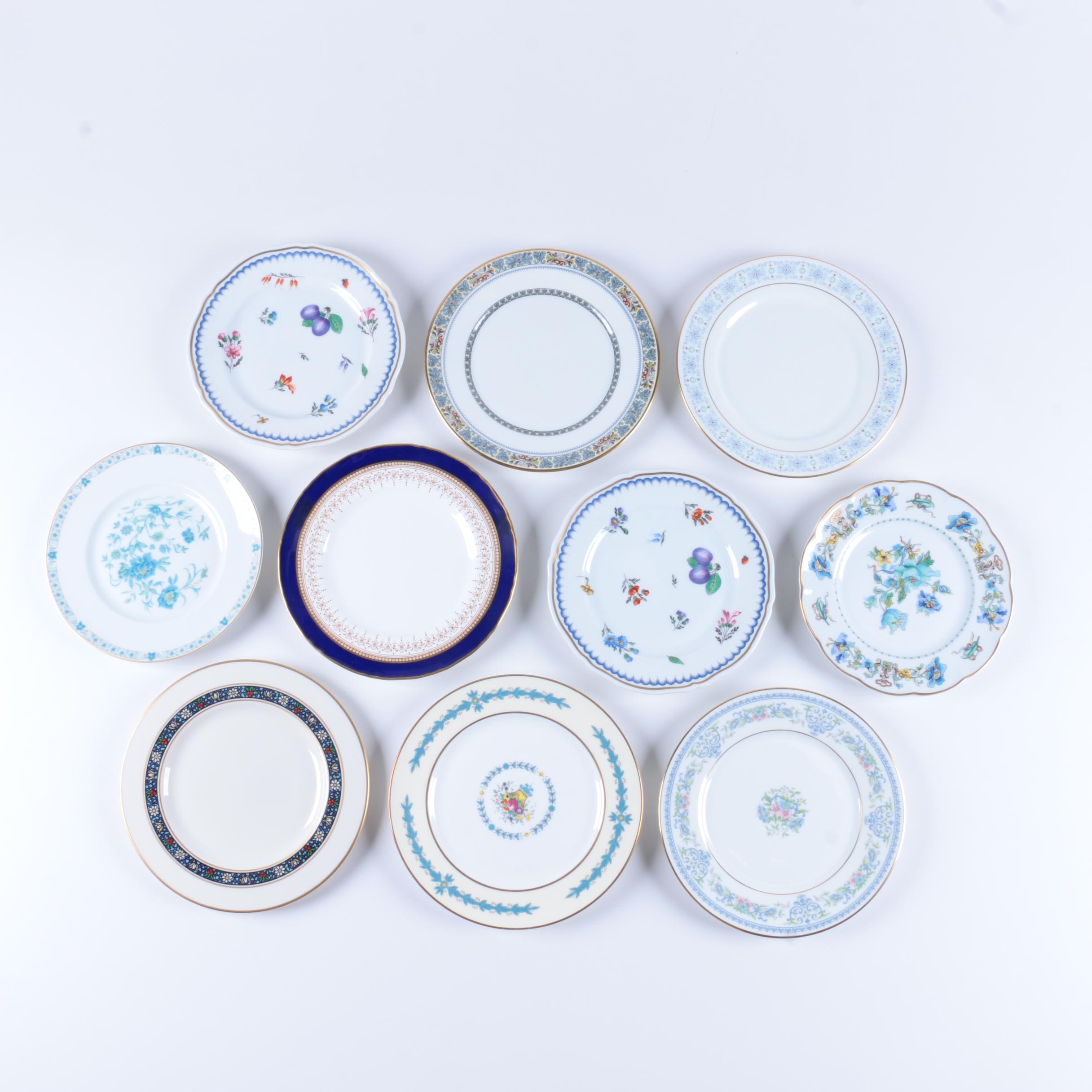 Assorted Gilt Rim Ceramic Plates featuring Ginori and Limoges