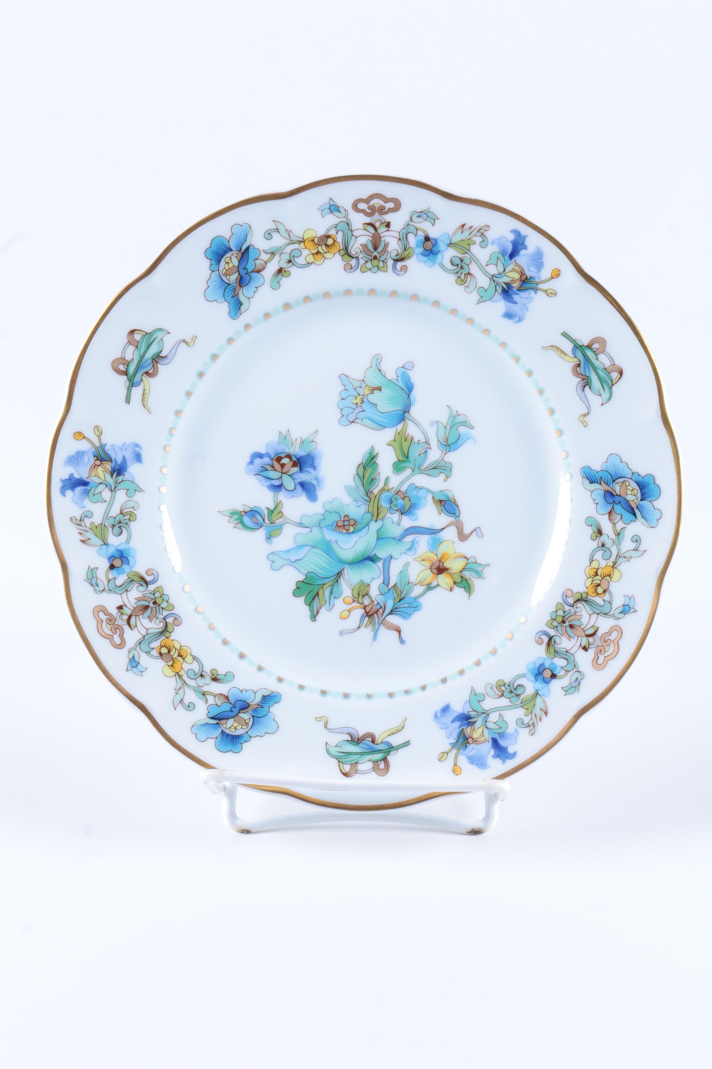 Assorted Gilt Rim Ceramic Plates featuring Ginori and Limoges