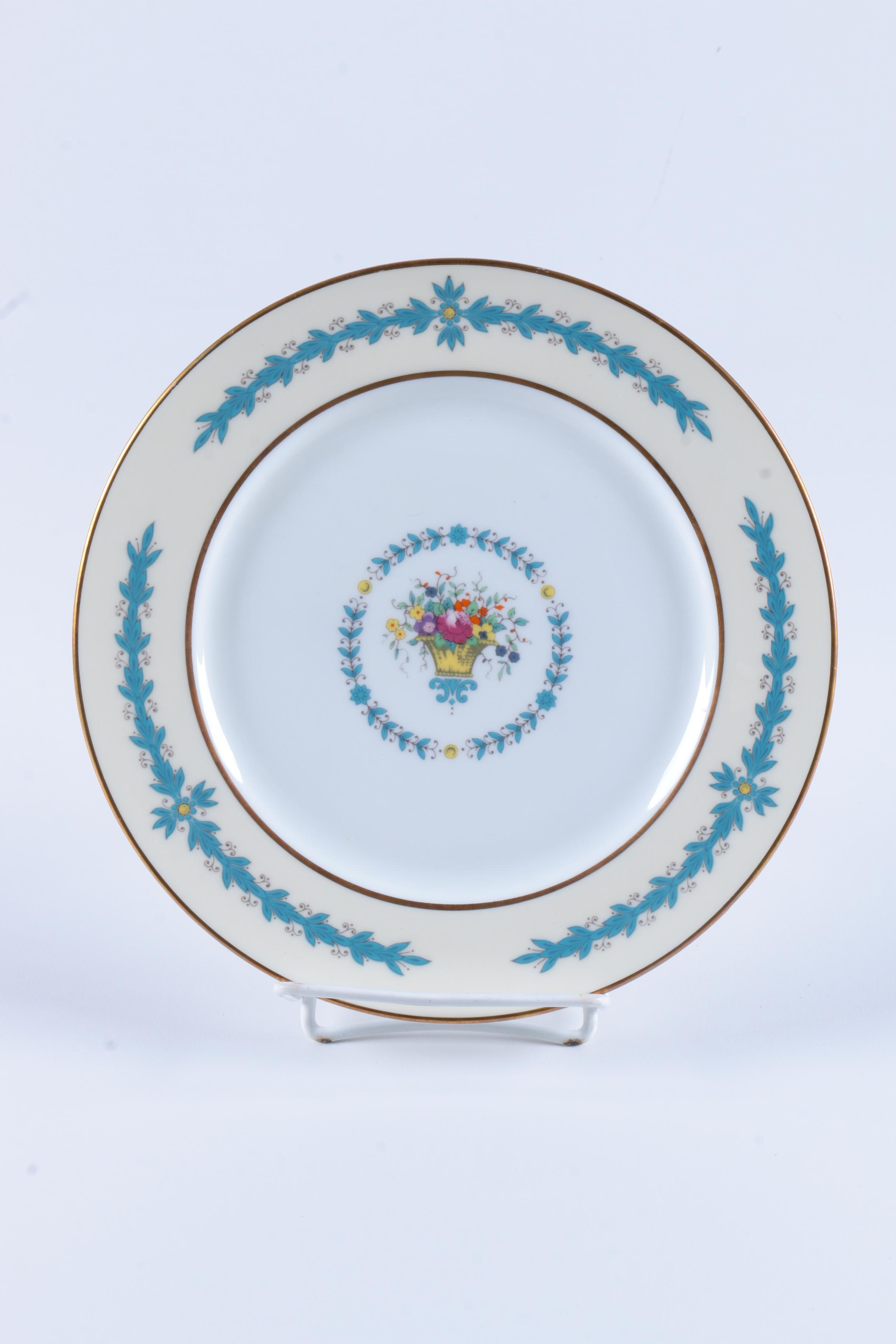 Assorted Gilt Rim Ceramic Plates featuring Ginori and Limoges