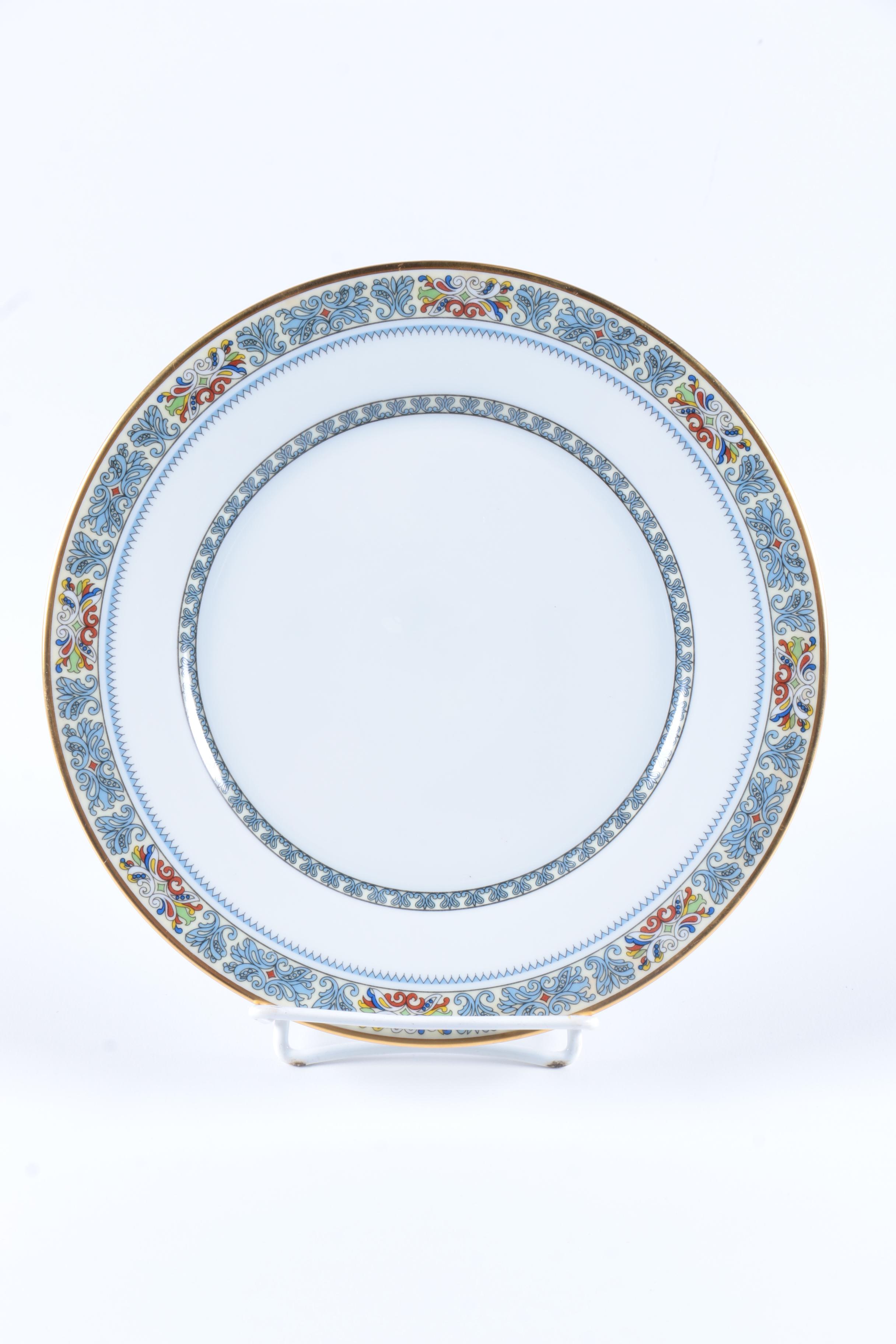 Assorted Gilt Rim Ceramic Plates featuring Ginori and Limoges