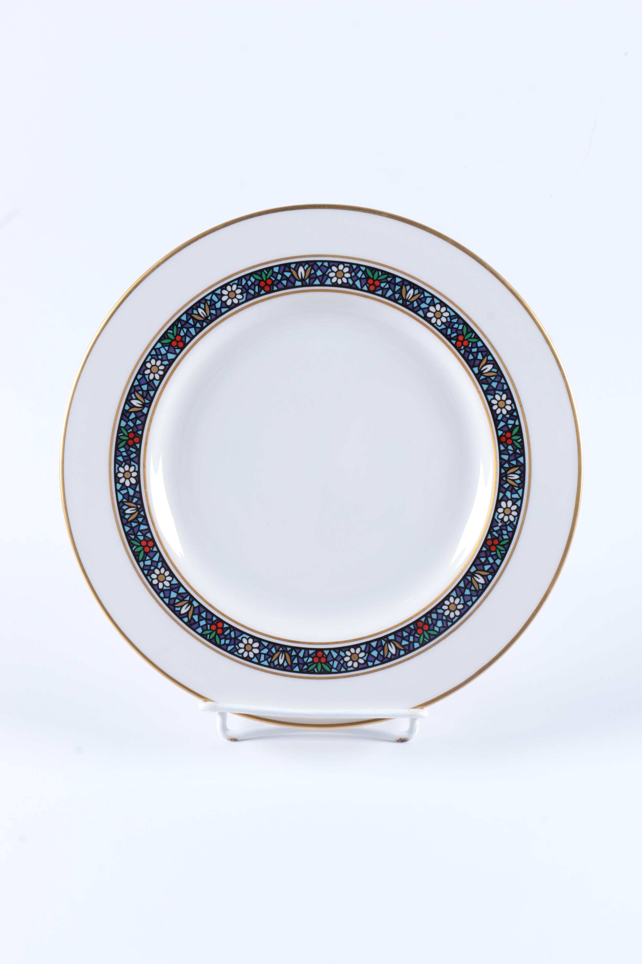 Assorted Gilt Rim Ceramic Plates featuring Ginori and Limoges