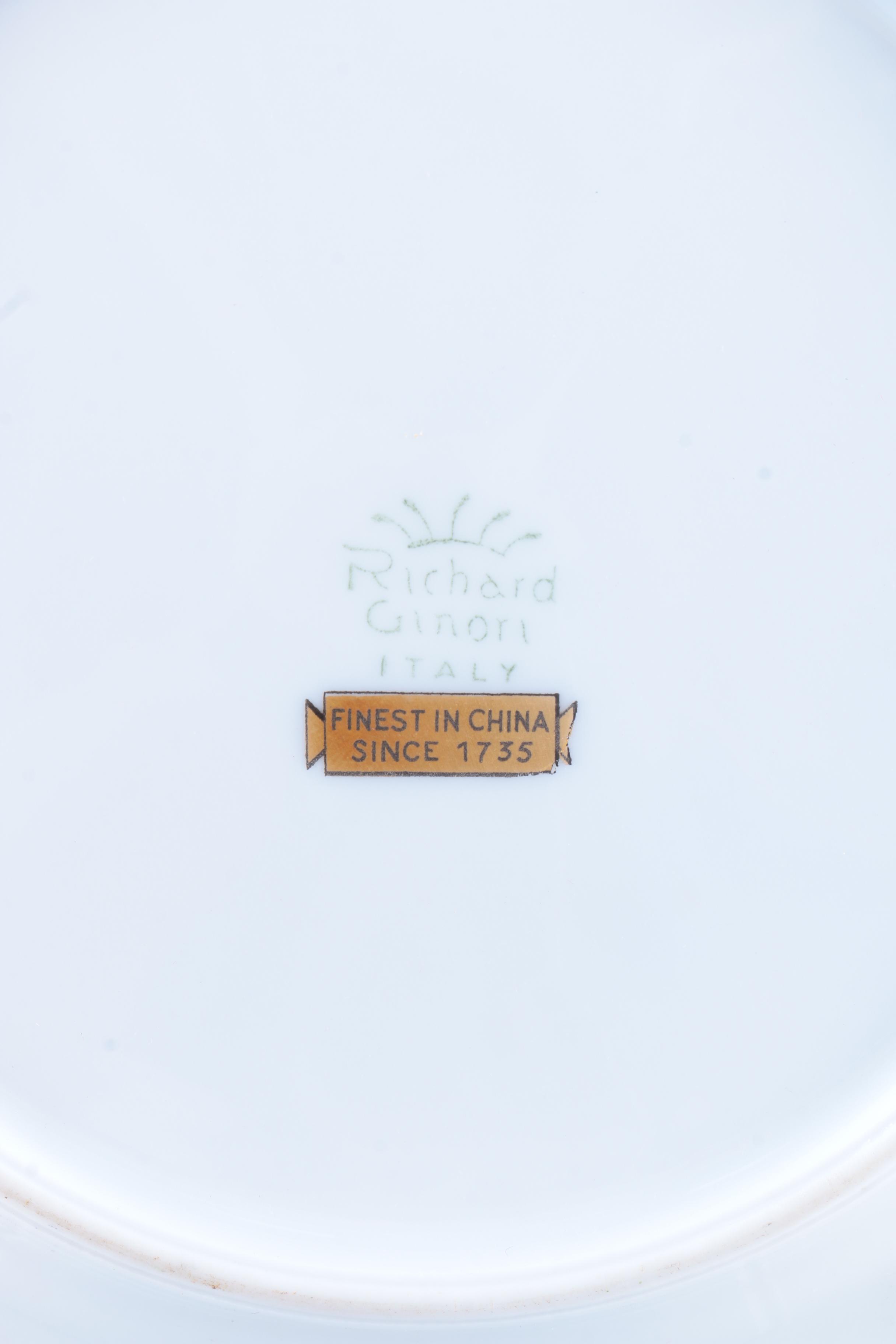 Assorted Gilt Rim Ceramic Plates featuring Ginori and Limoges