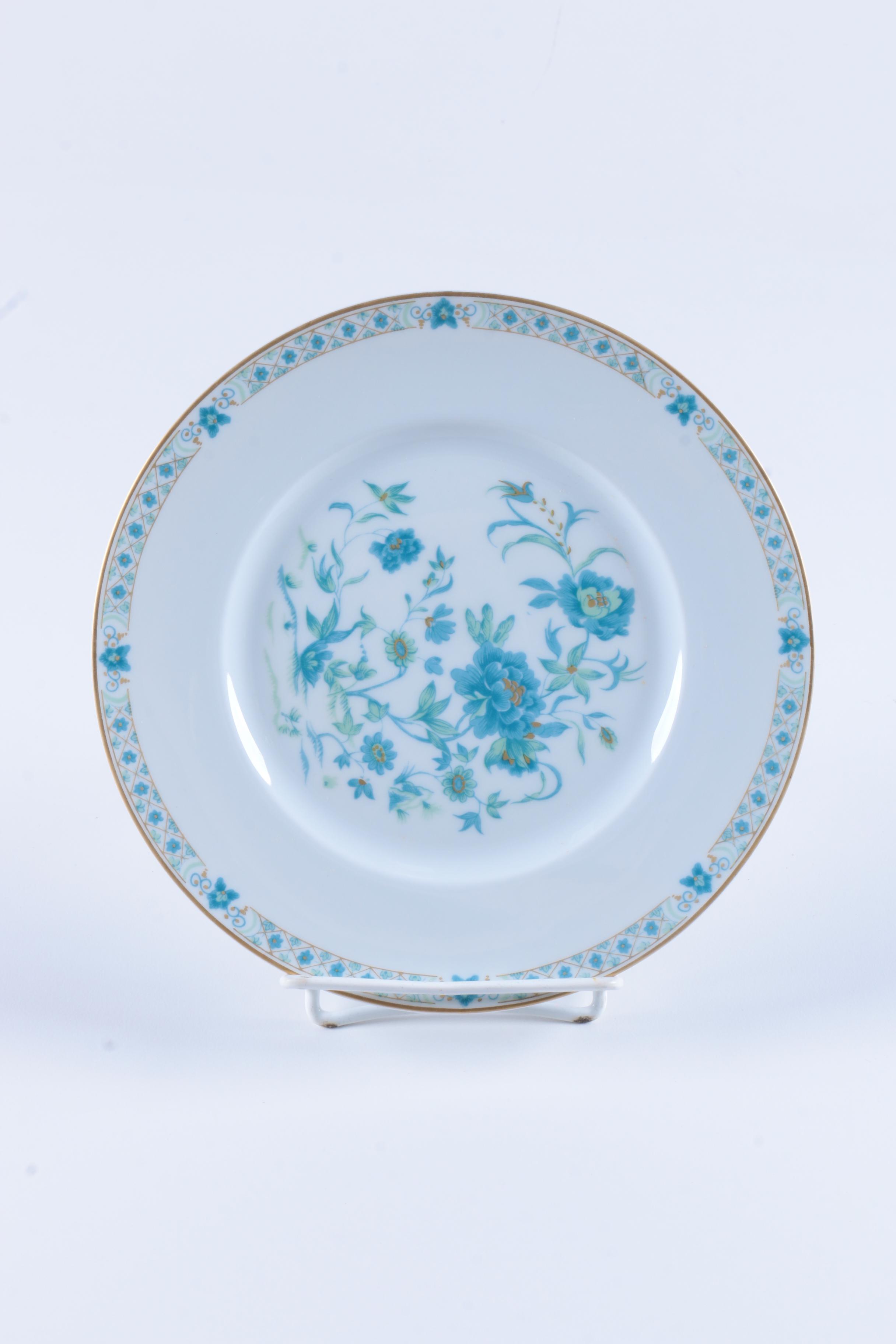 Assorted Gilt Rim Ceramic Plates featuring Ginori and Limoges