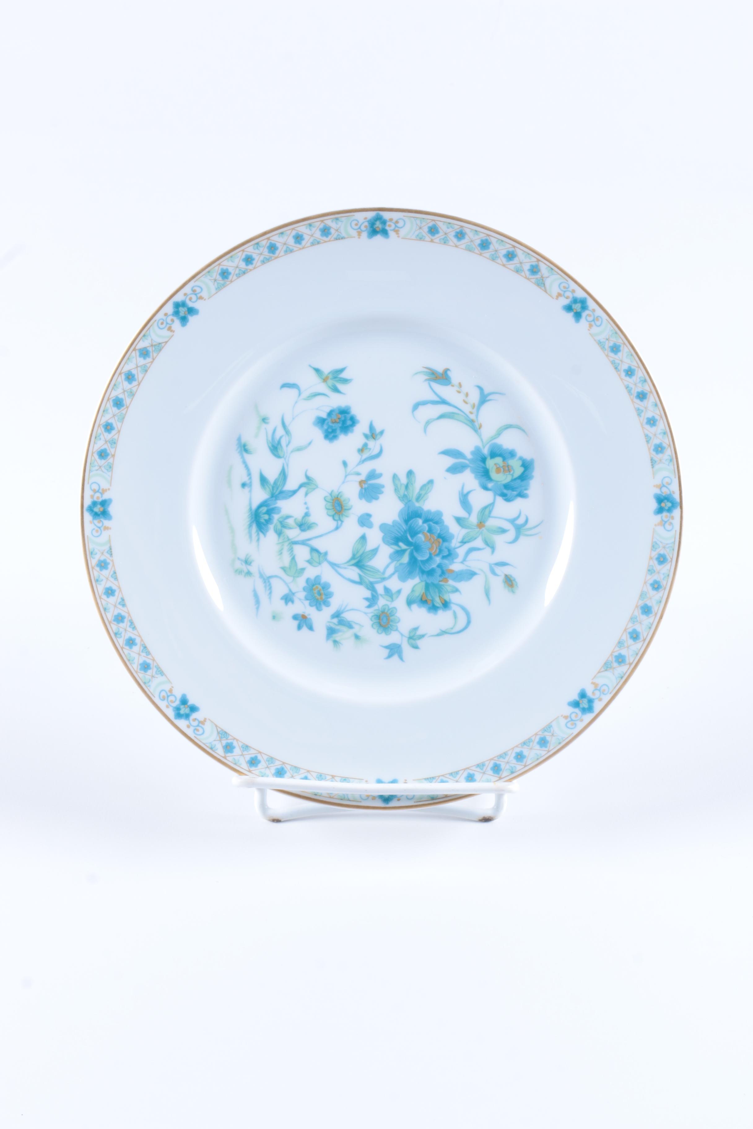 Assorted Gilt Rim Ceramic Plates featuring Ginori and Limoges