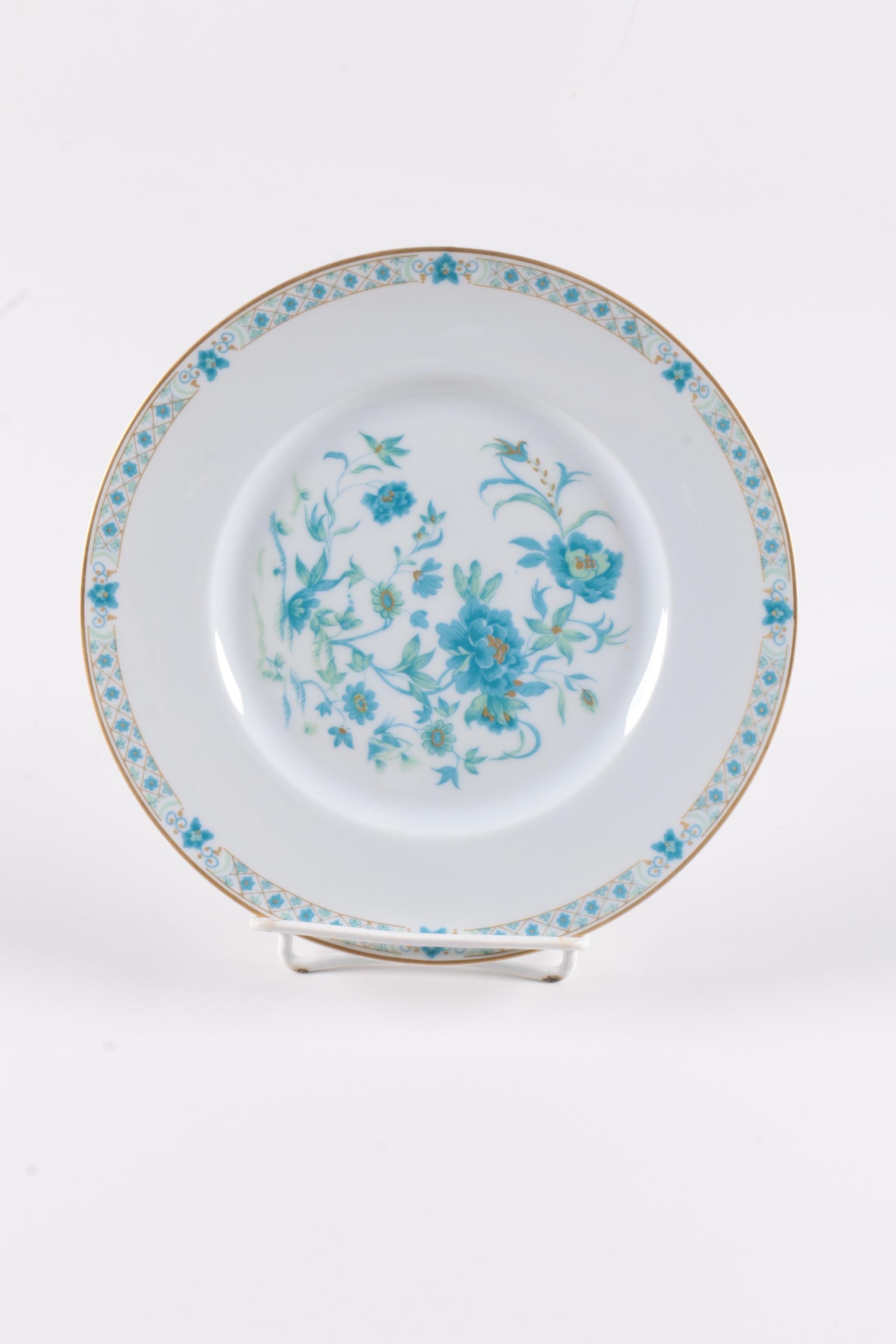 Assorted Gilt Rim Ceramic Plates featuring Ginori and Limoges