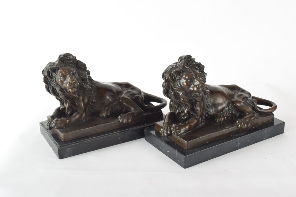 Barye Bronze Lion Bookends