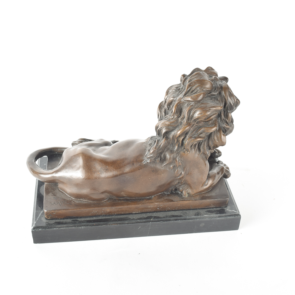 Barye Bronze Lion Bookends