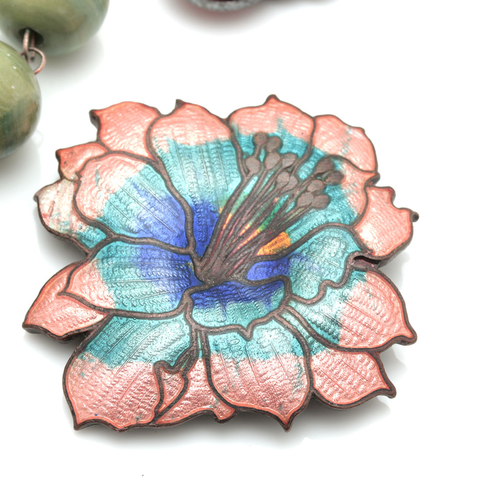 Assortment of Glass Necklaces and Brooches