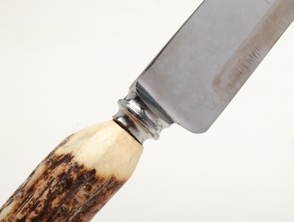 Three-Piece Sheffield Carving Set with Stag Antler Handles