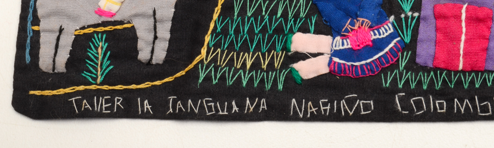 Signed Colombian Folk Art Embroidered Tapestry