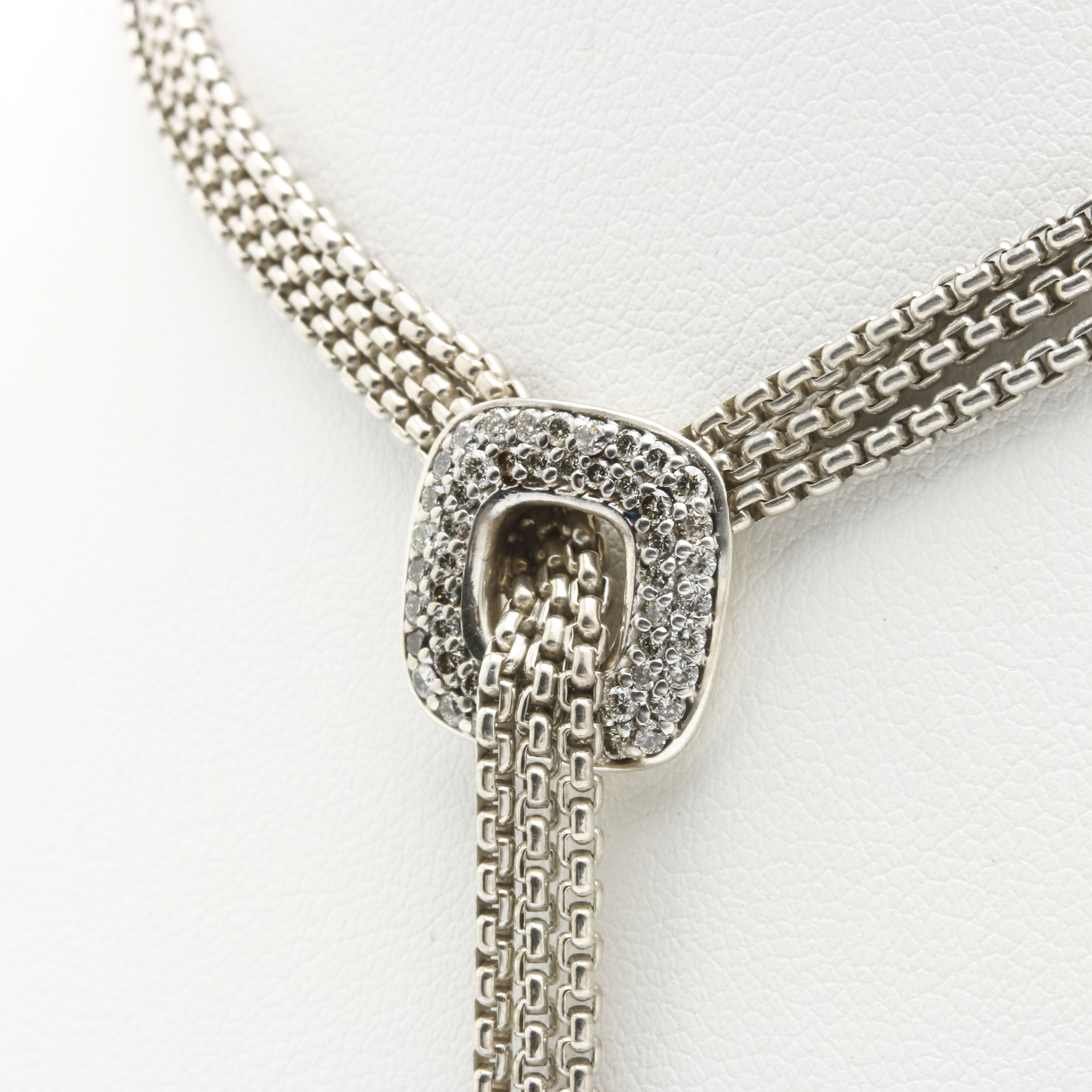 David Yurman Sterling Silver and Diamond Lariat Necklace