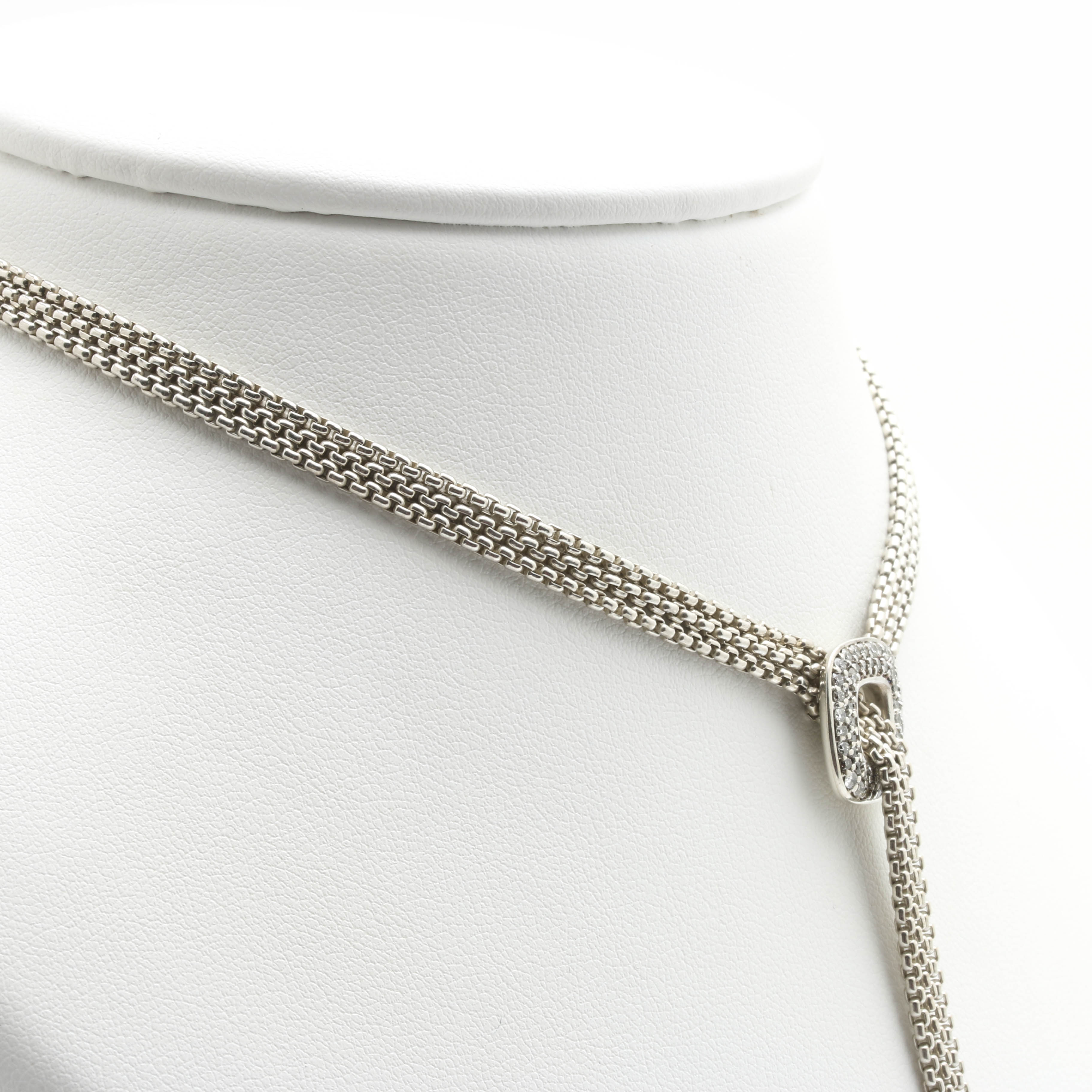 David Yurman Sterling Silver and Diamond Lariat Necklace
