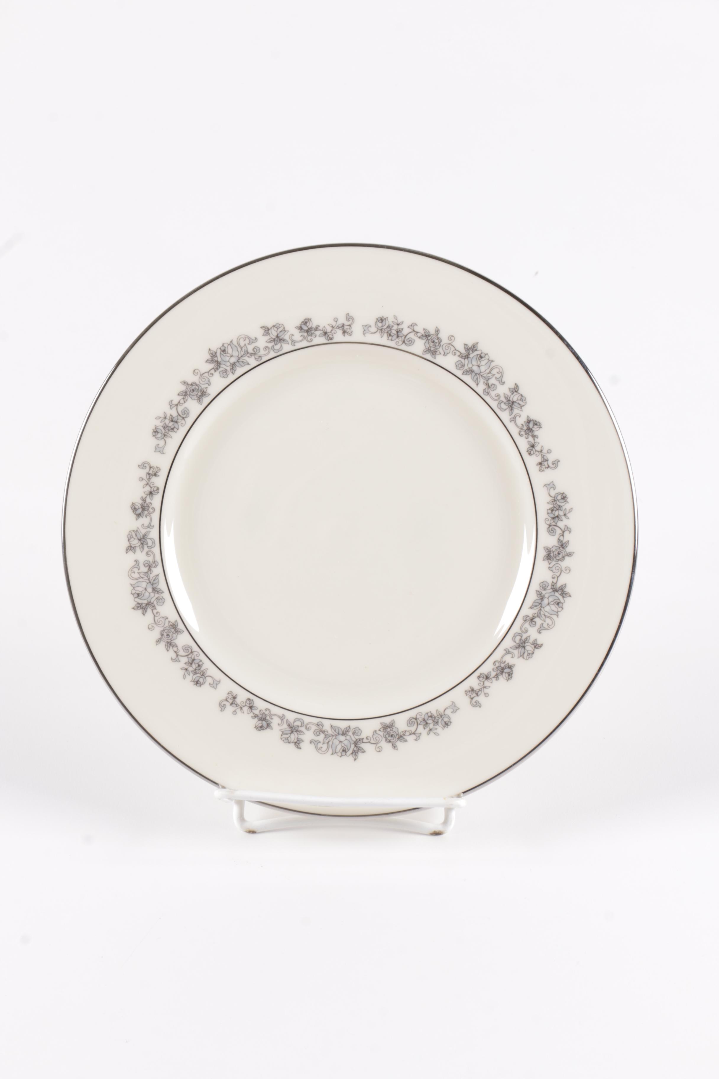 Lenox Porcelain Plates with Silver-Tone Rims