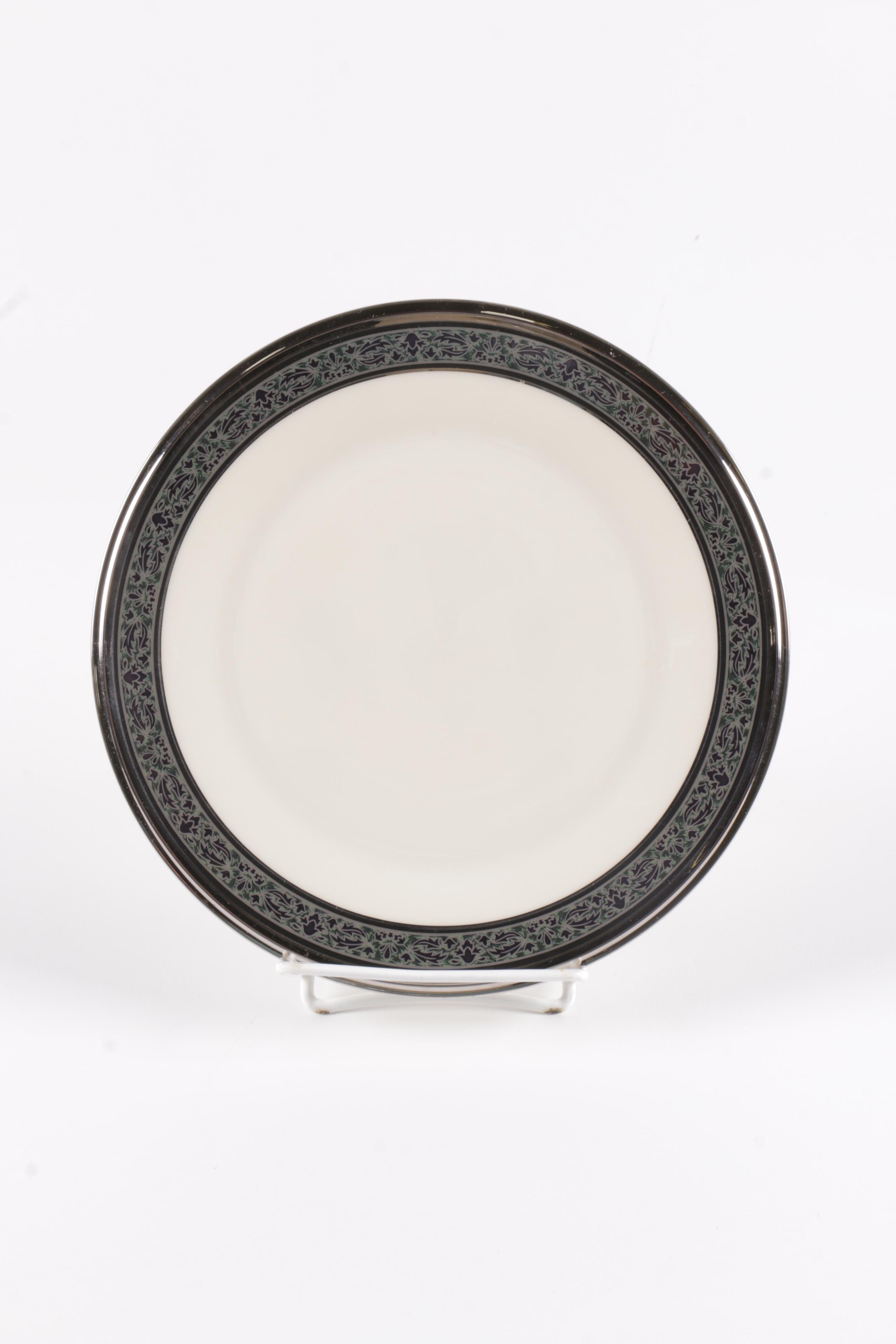 Lenox Porcelain Plates with Silver-Tone Rims