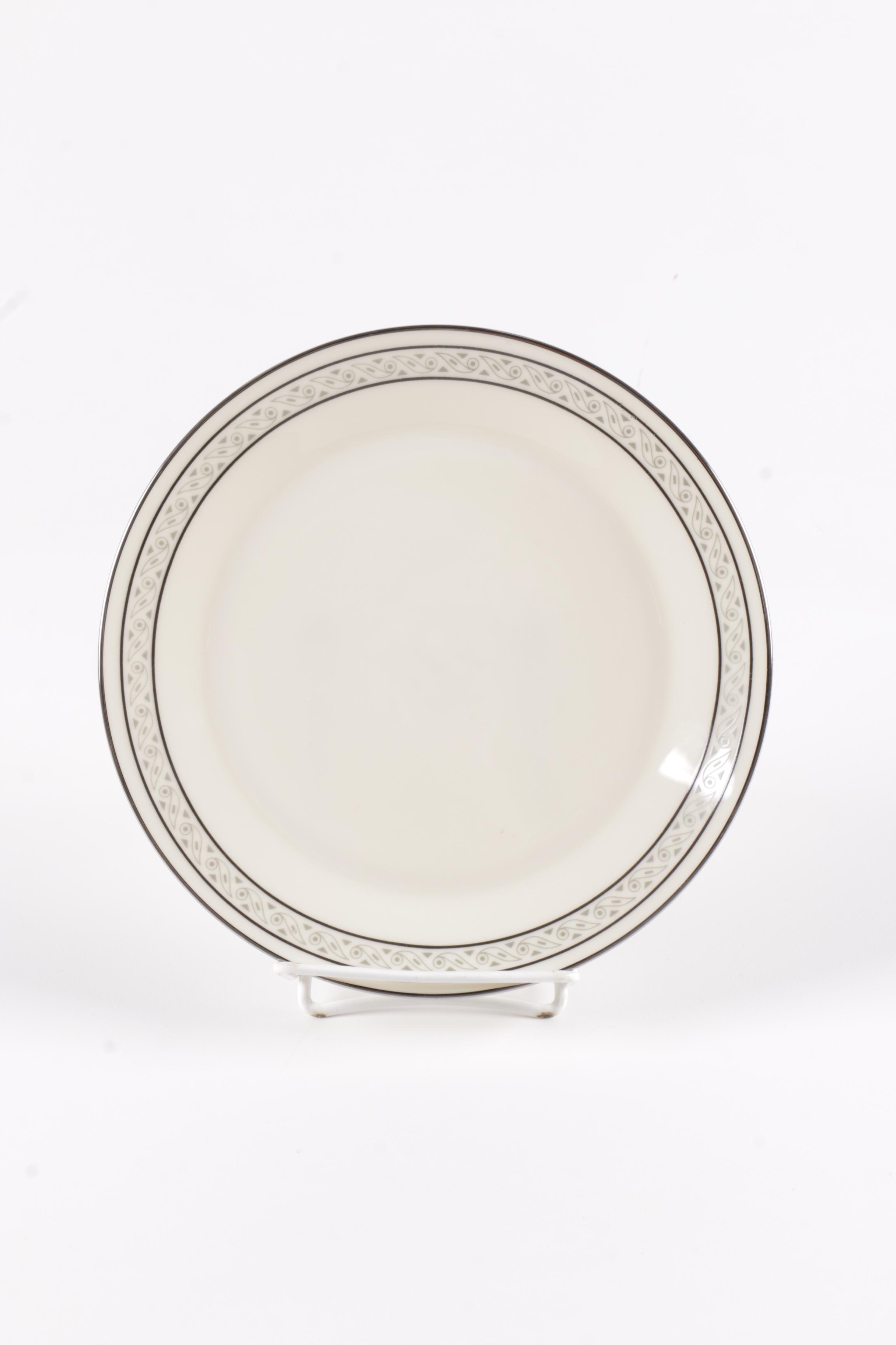 Lenox Porcelain Plates with Silver-Tone Rims