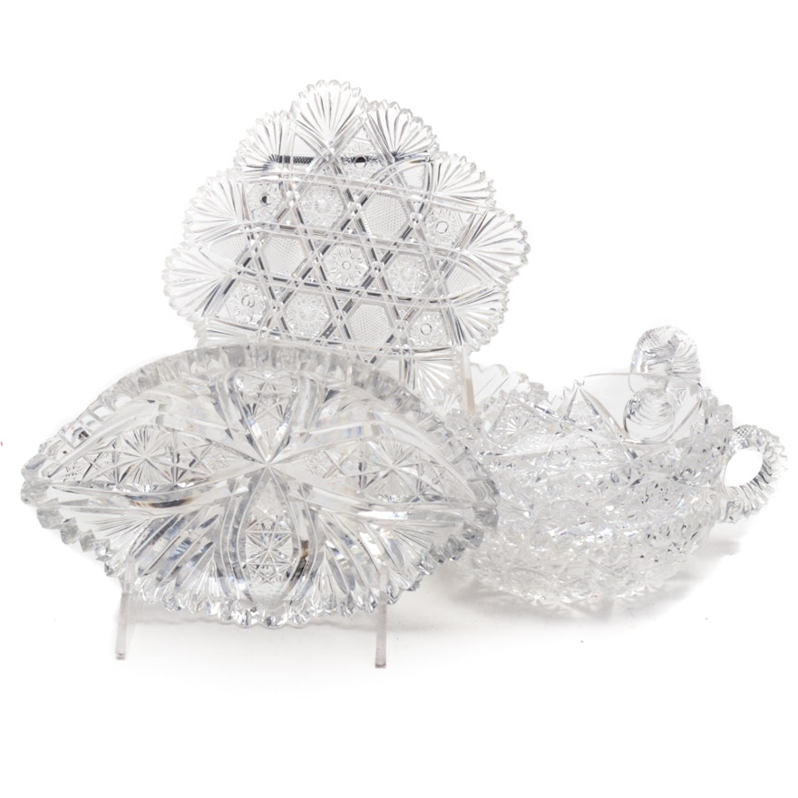 American Brilliant Cut Glass Serving Dishes