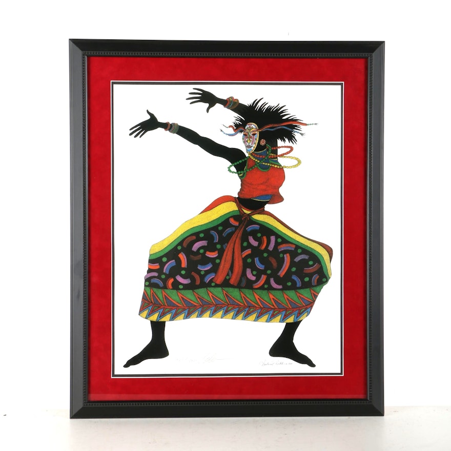 Charles Bibbs Limited Edition Offset Lithograph of Dancing Woman