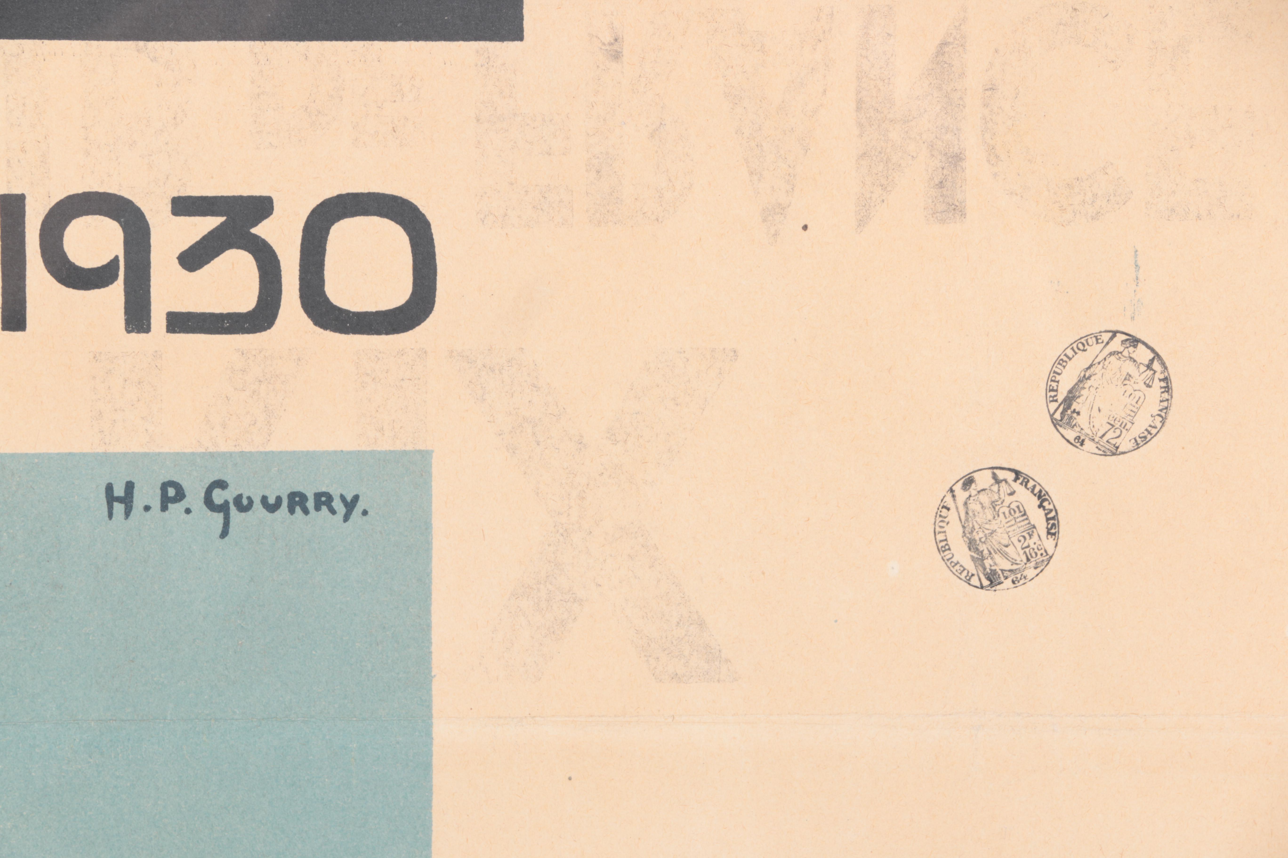 1930 Pau Grand Prix Lithograph Poster After H.P. Gourry