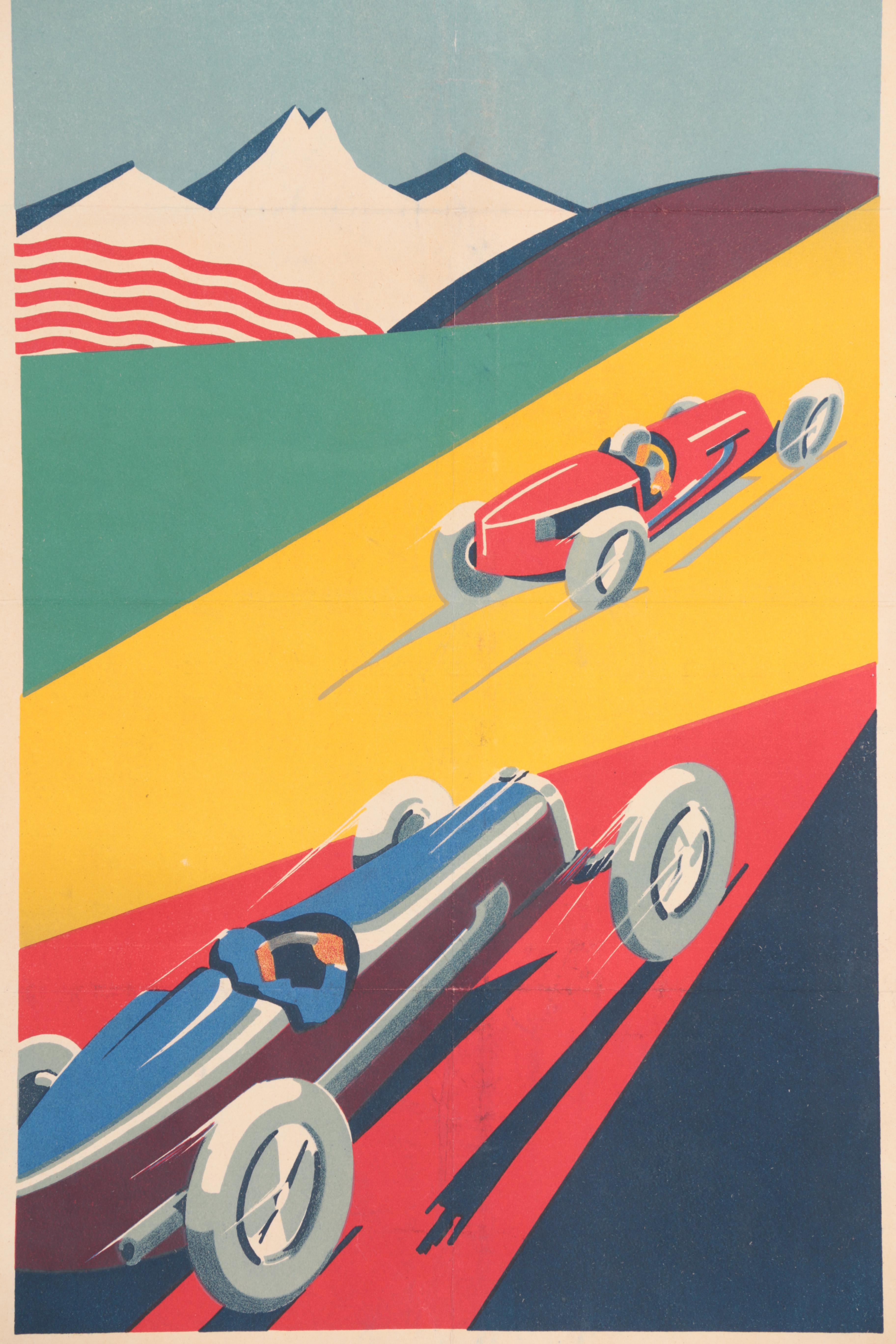 1930 Pau Grand Prix Lithograph Poster After H.P. Gourry