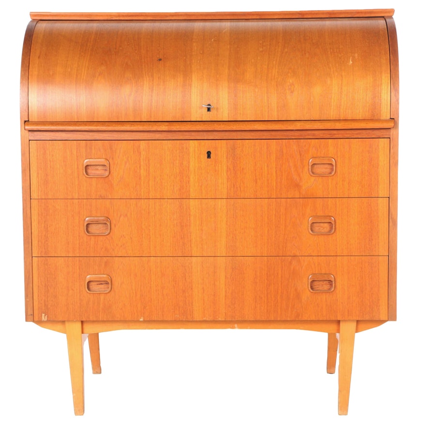 Danish Modern Roll Top Desk by Egon Ostergaard