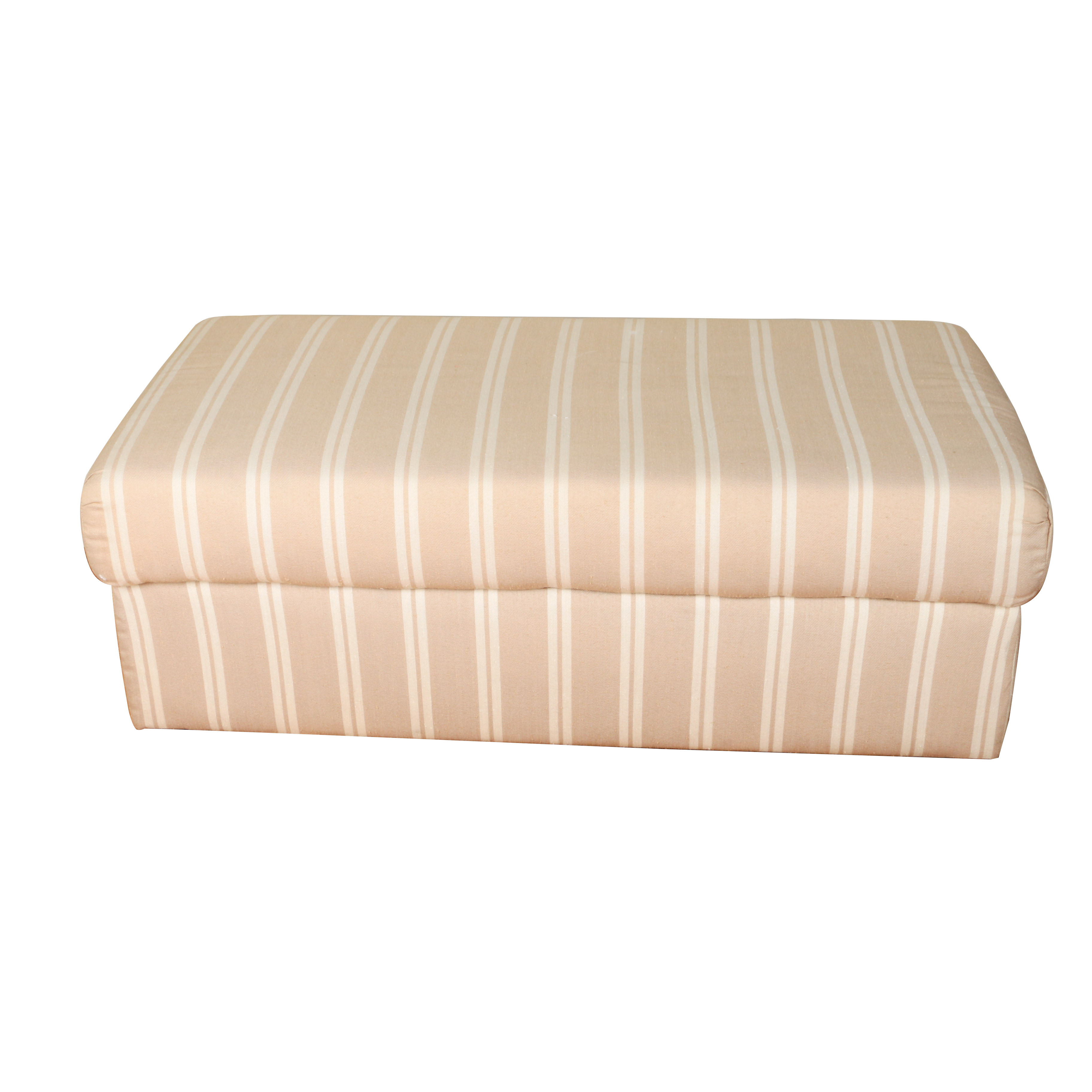 Striped Upholstered Storage Ottoman